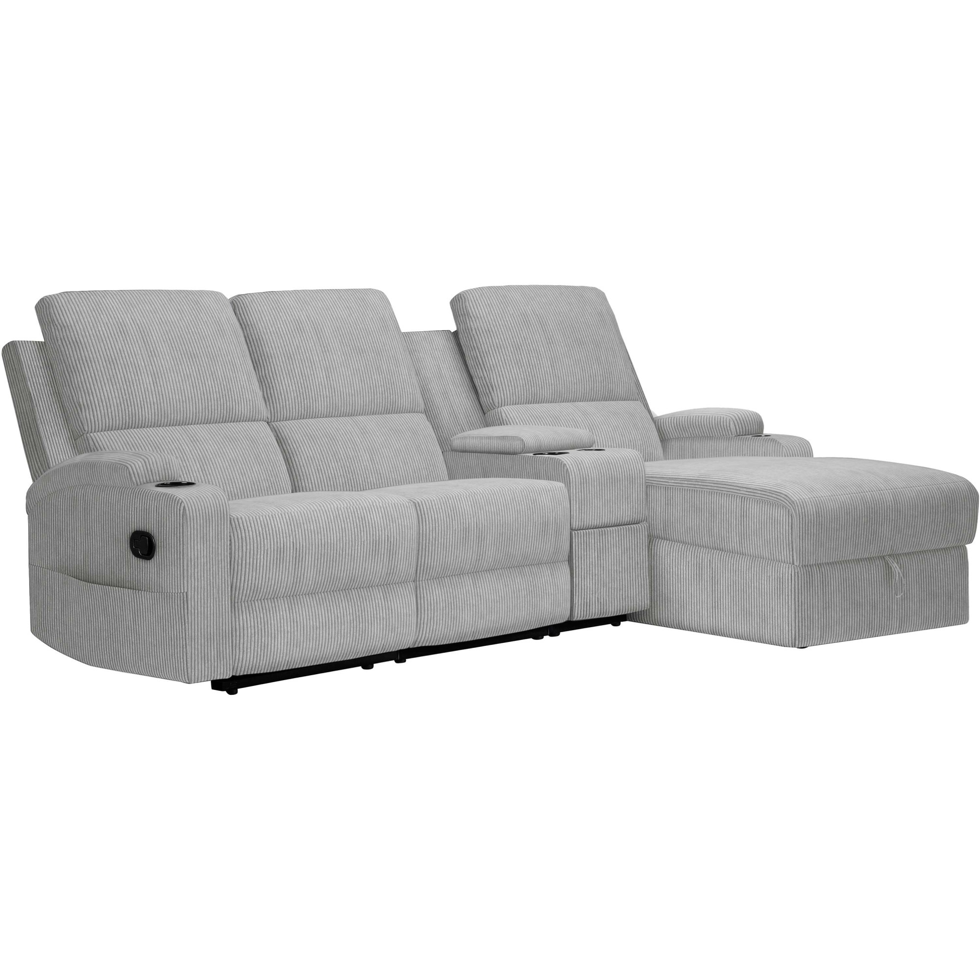 Home affaire Ecksofa »NAPORI Multimediasofa, 3er Kinosessel XXL, L-Form, Cord«, Kinosofa mit Relaxfunktion, Getränkehalter, Staufach und Staukasten