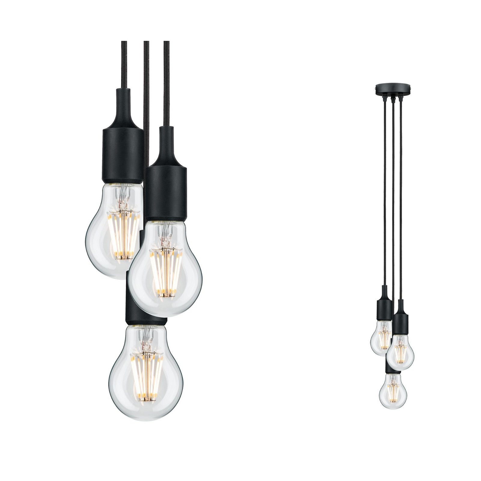Paulmann Pendelleuchte »Neordic Ketil max. 3x60W Schwarz 230V Sililkon/Kuns günstig online kaufen