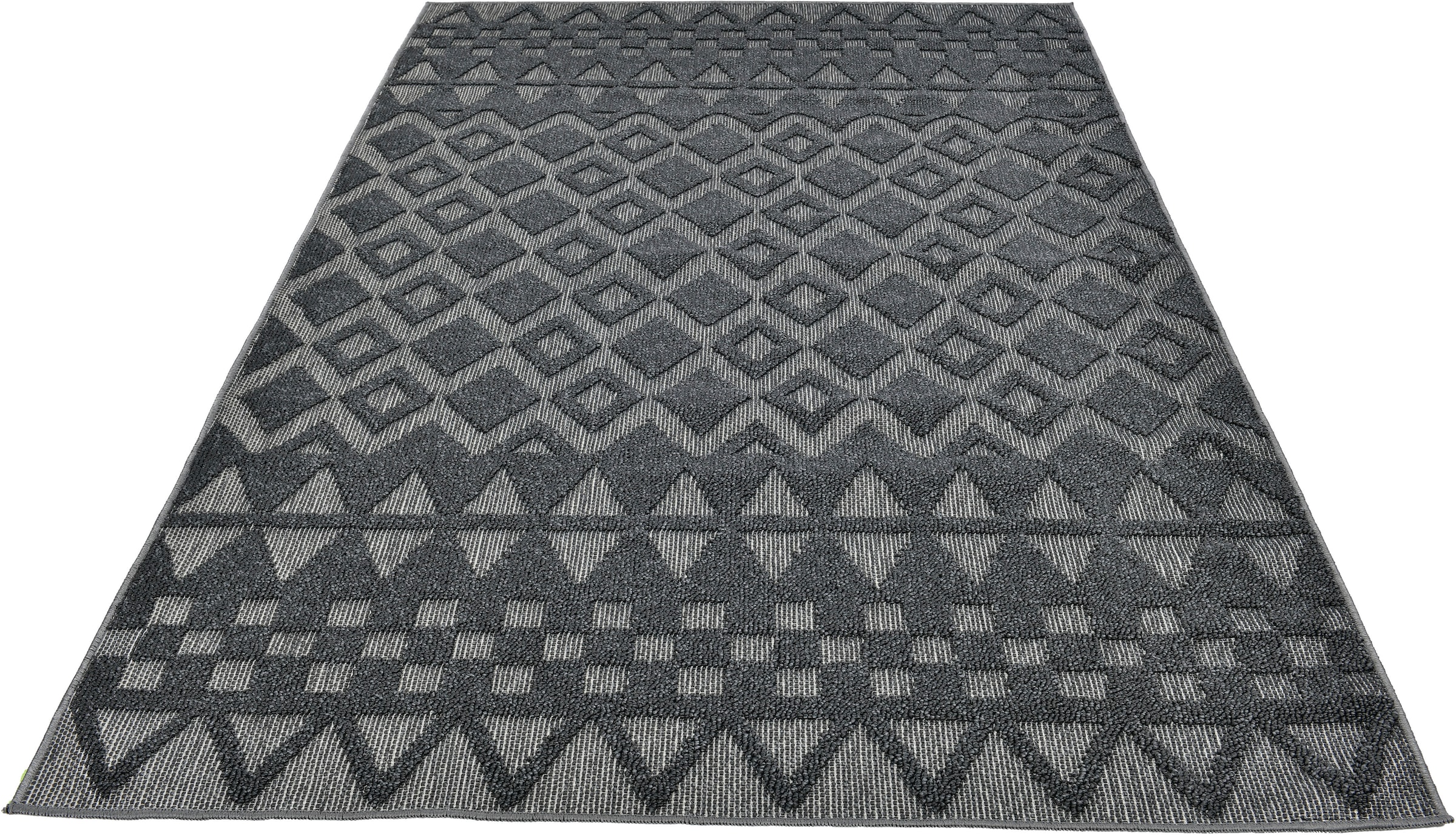 my home Teppich »Juliane Outdoor auch für Küche oder Esszimmer«, rechteckig, 12 mm Höhe, Hoch-Tief-Struktur, Boho, Outdoor geeignet, Balkon, Terrasse, Camping