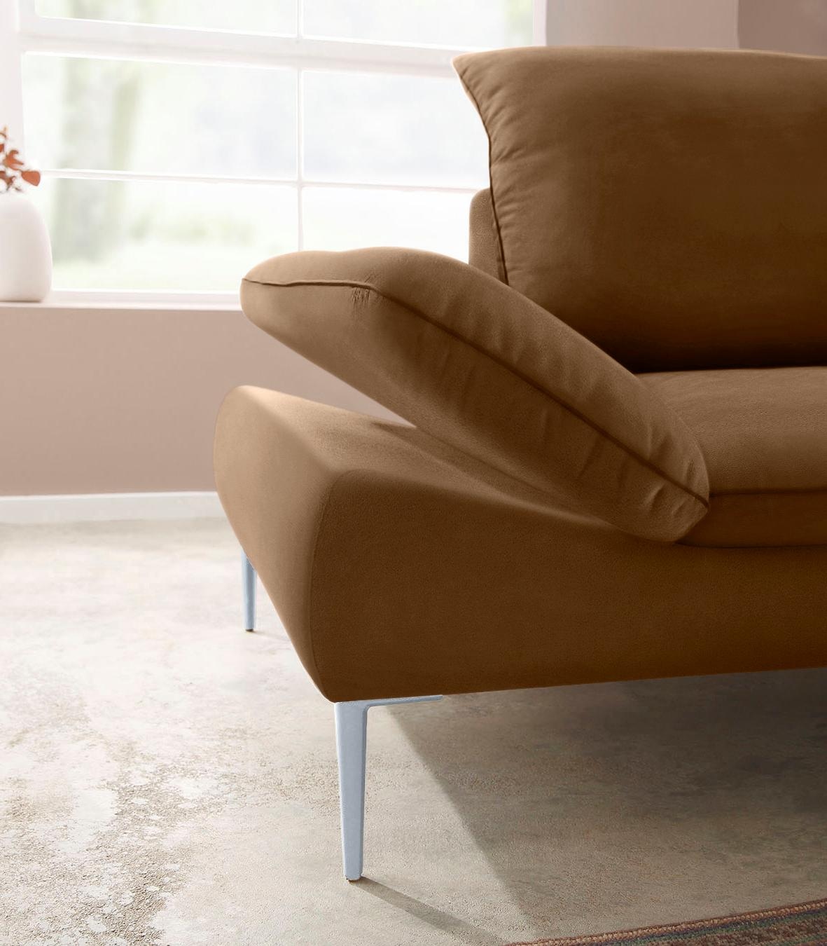 W.SCHILLIG Ecksofa »enjoy&MORE, mit tollem Sitzkomfort, elegant und bequem, L-Form«, mit Sitztiefenverstellung, Füße silber matt, Breite 294 cm