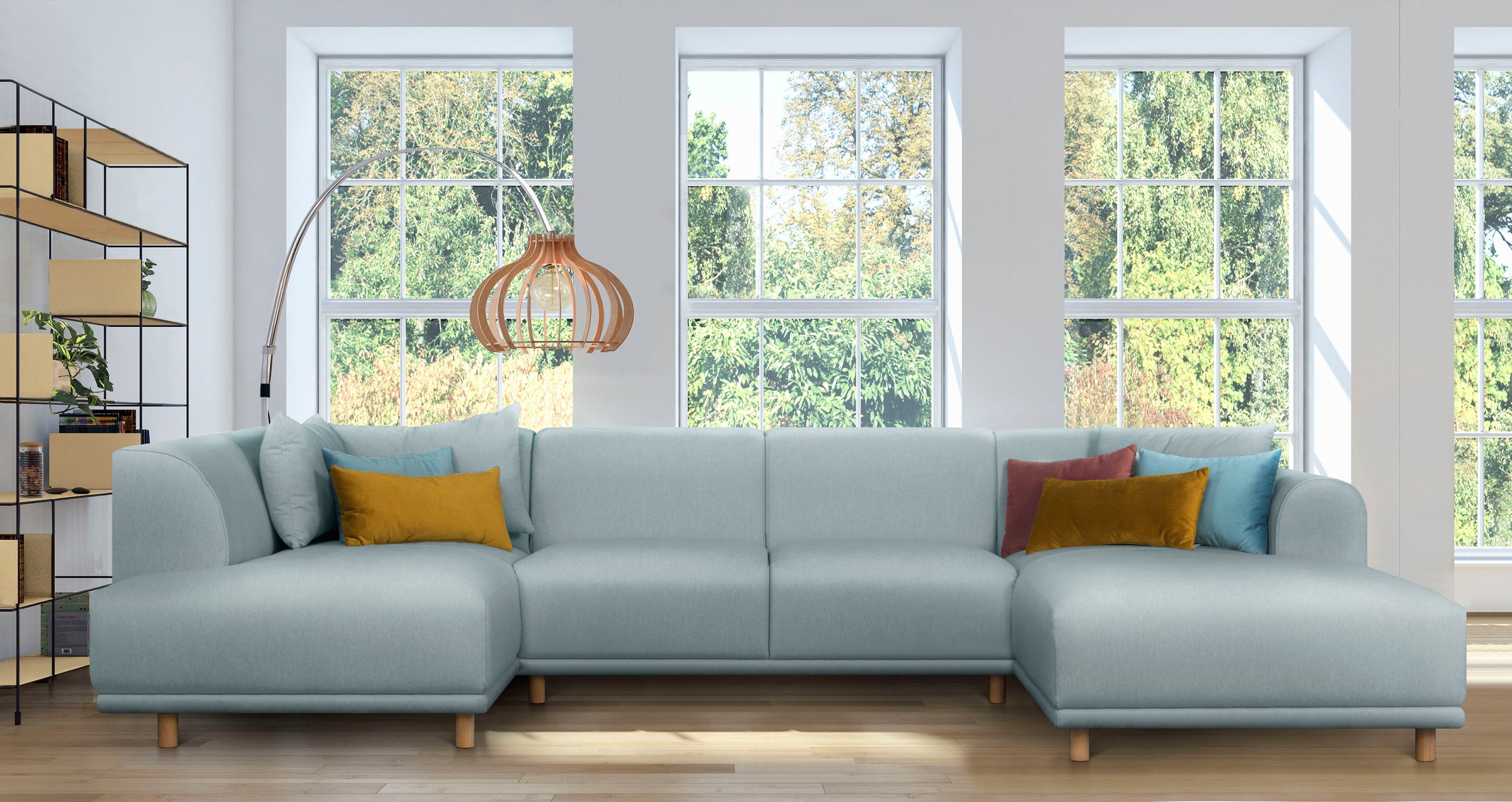 andas Wohnlandschaft »Maroon U-Form«, in skandinavischem Design, mit losen Kissen