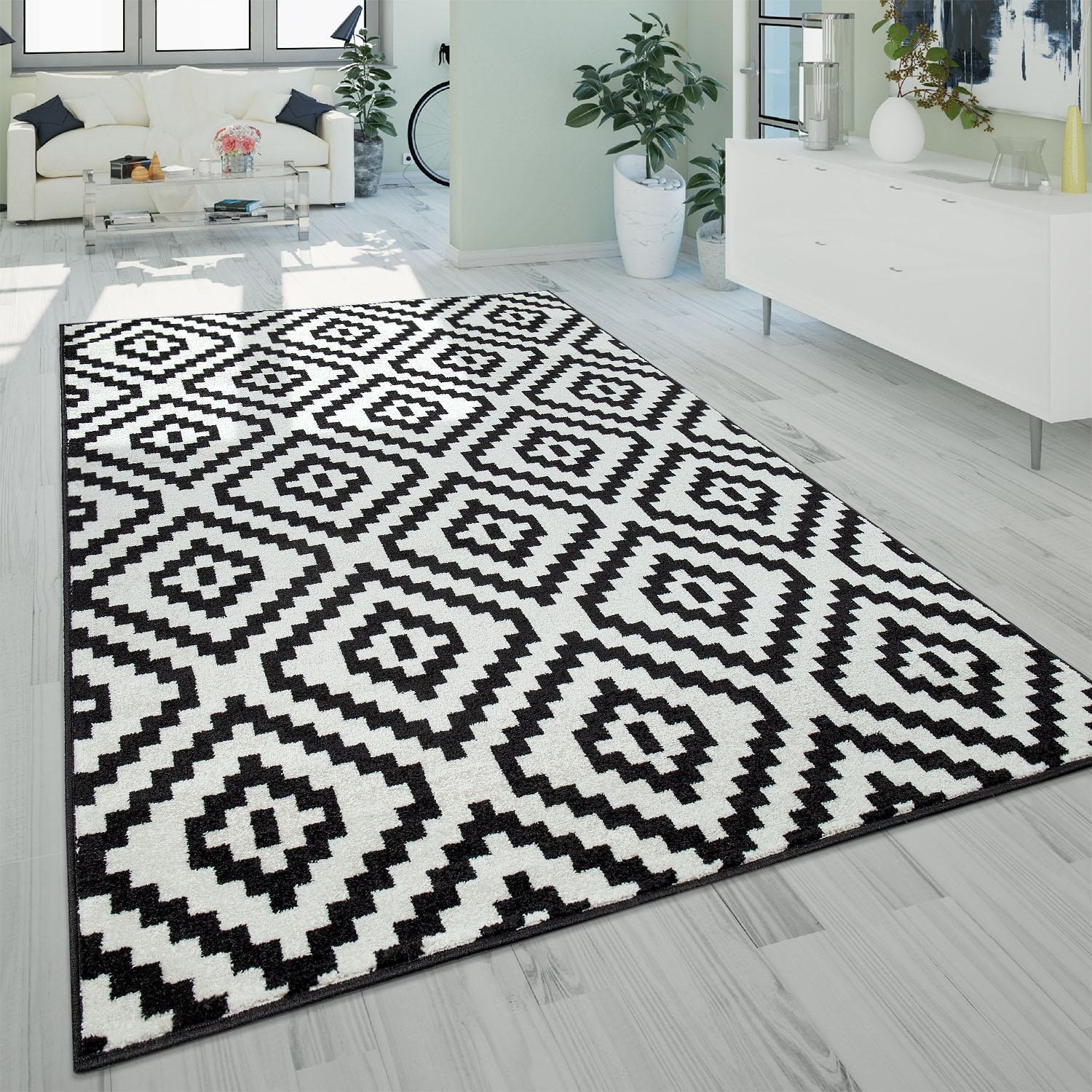 Paco Home Teppich »Stella 400«, rechteckig, 16 mm Höhe, Kurzflor, Pastell Farben, Rauten Design, Wohnzimmer