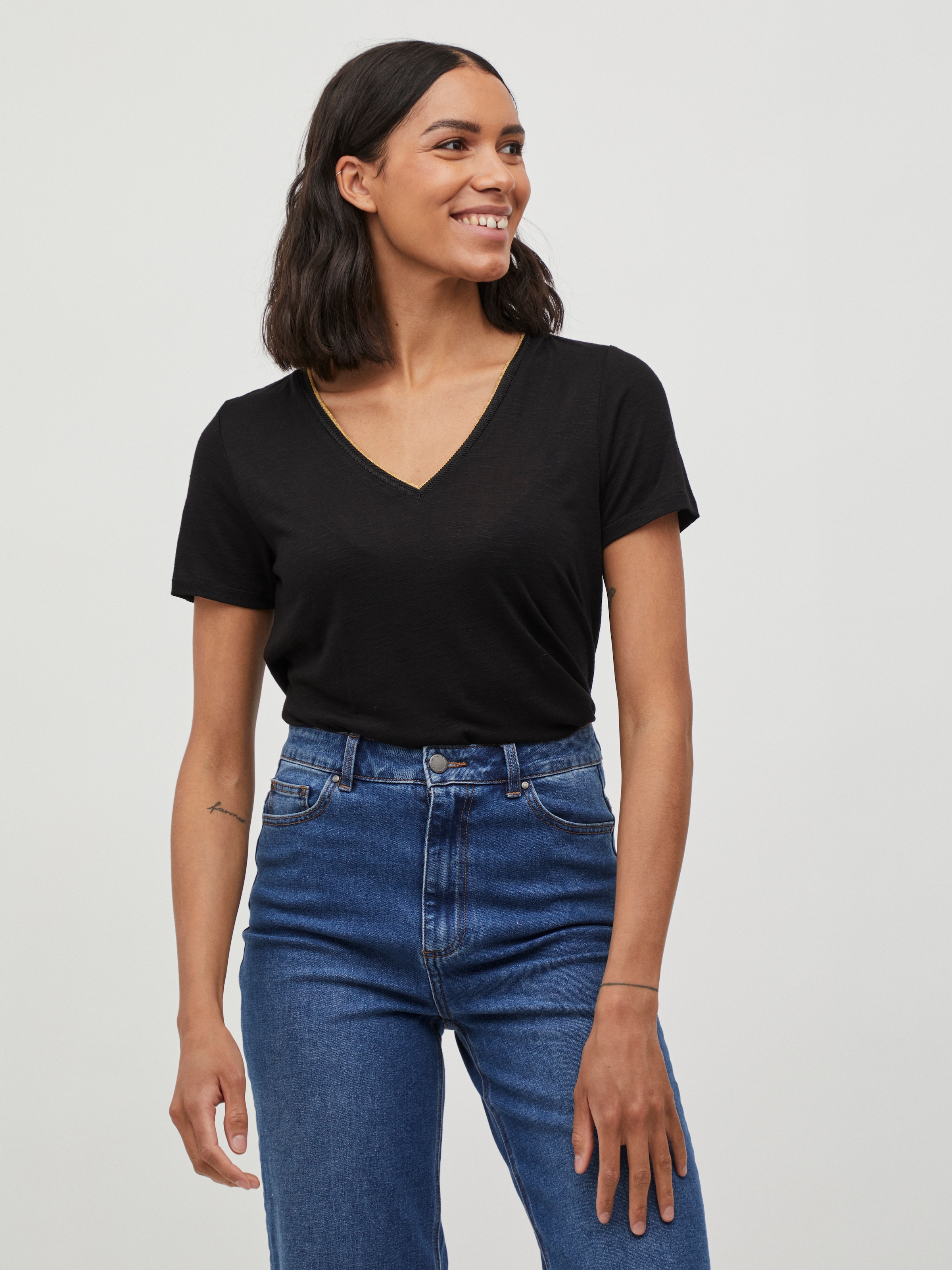 Vila T-Shirt »VINOEL S/S TOP - NOOS« Viskosemischung, regular fit