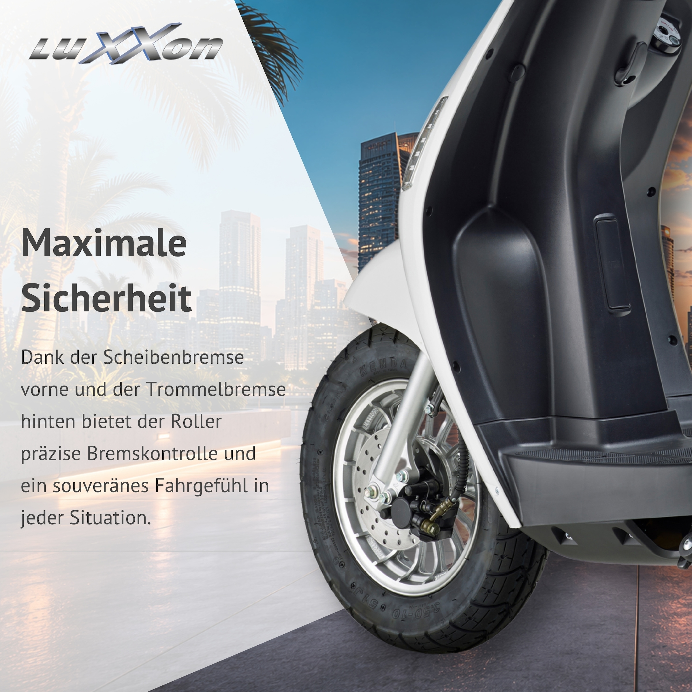 Luxxon E-Mofaroller »E 3000« bis zu 65 km Reichweite, mit Straßenzulassung, 2 Sitzplätze