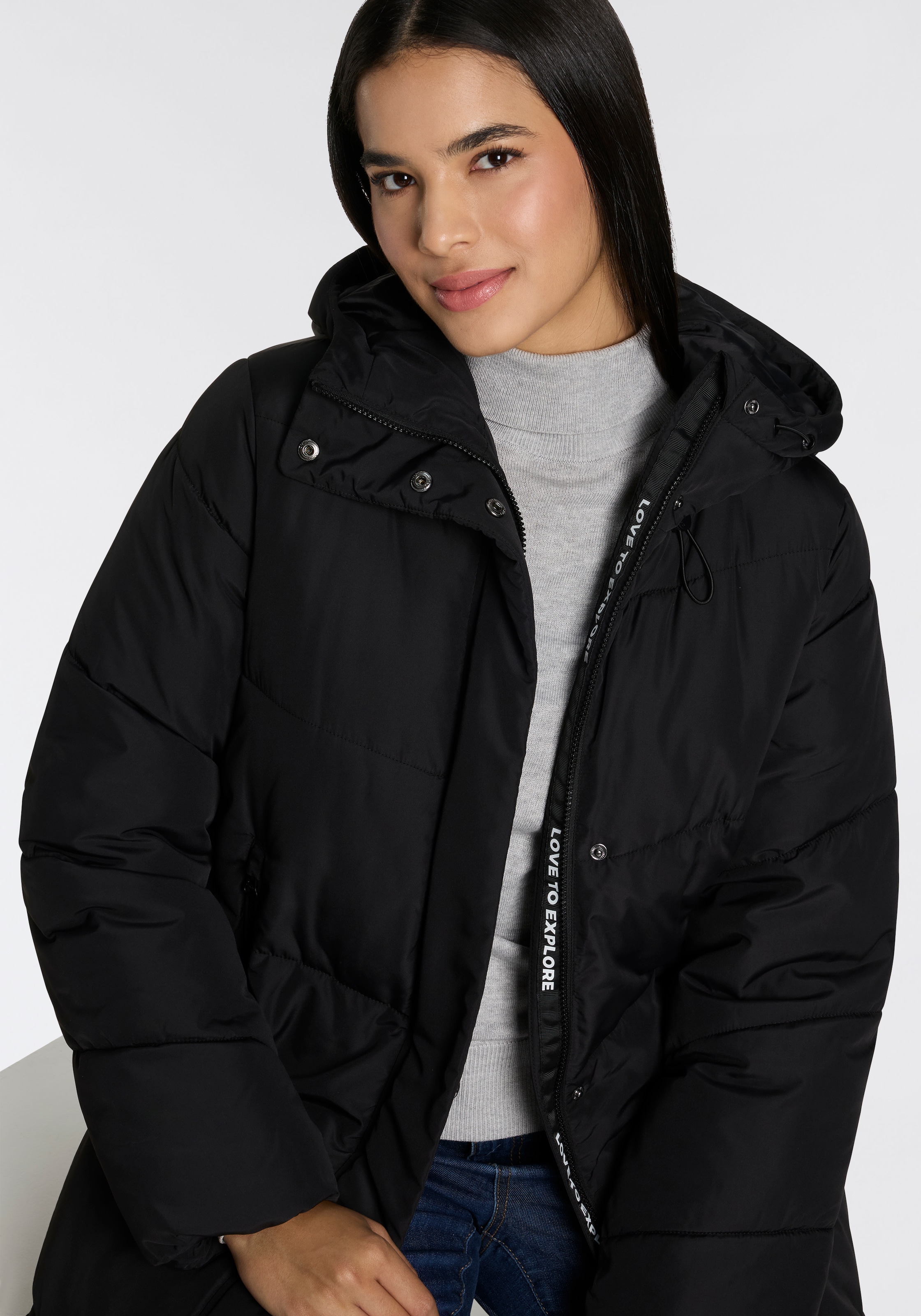 ONLY Steppmantel »ONLMEGAN LIFE LONG PUFFER COAT CS OTW« verdeckter Zipper, Reißverschlusstaschen, winddicht