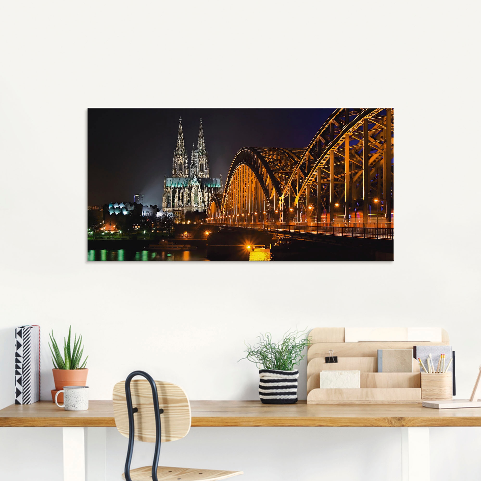 Artland Glasbild "Kölner Dom mit Brücke", Deutschland, (1 St.), in verschie günstig online kaufen