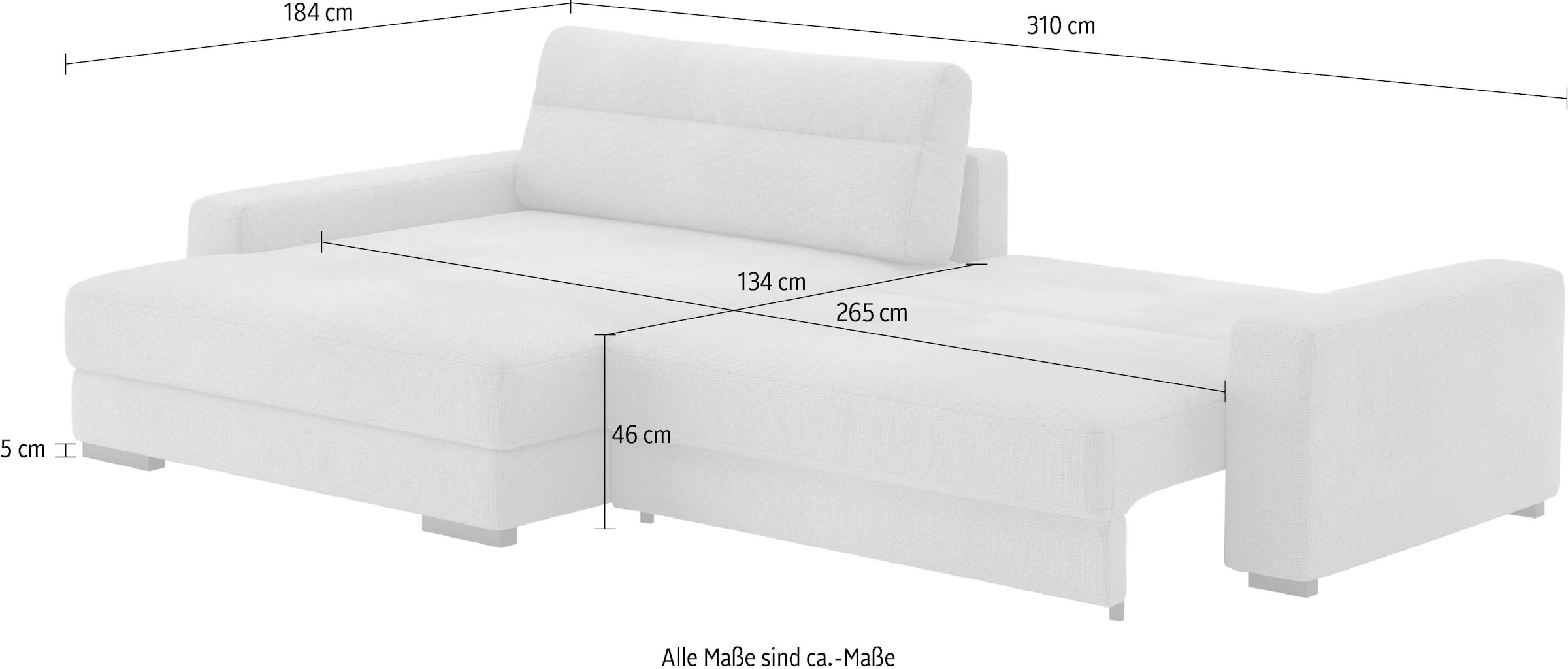 Mr. Couch Ecksofa »Marcello L-Form«, inklusive EasyBett und Bettkasten