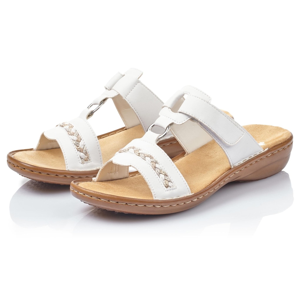 Rieker Pantolette, Keilabsatz, Sommerschuh, Schlappen in sommerlicher Optik