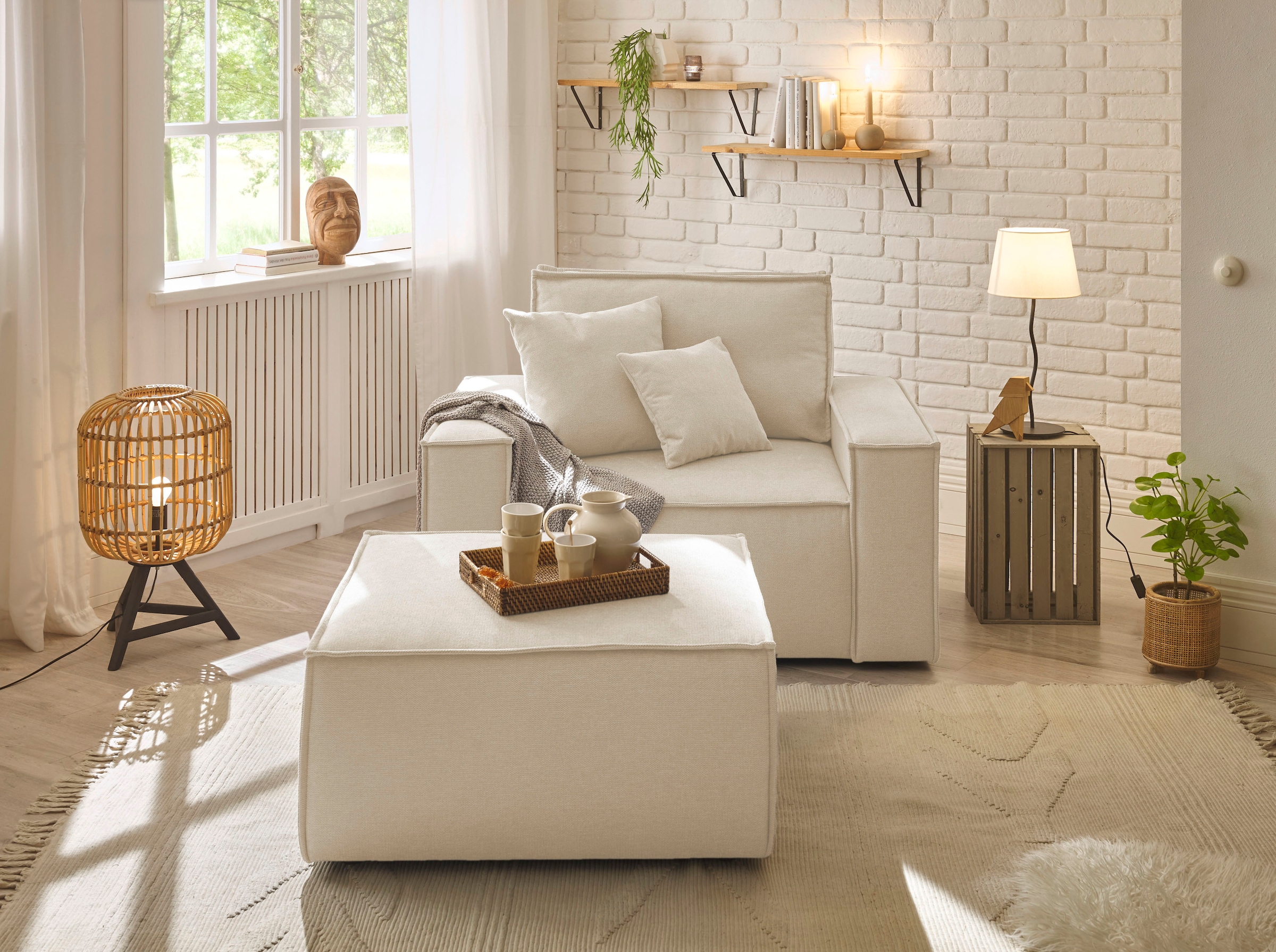 andas Loveseat »Finnley«, (2 St.), Loveseat und Hocker im Set, passend zur Polster-Serie Finnley