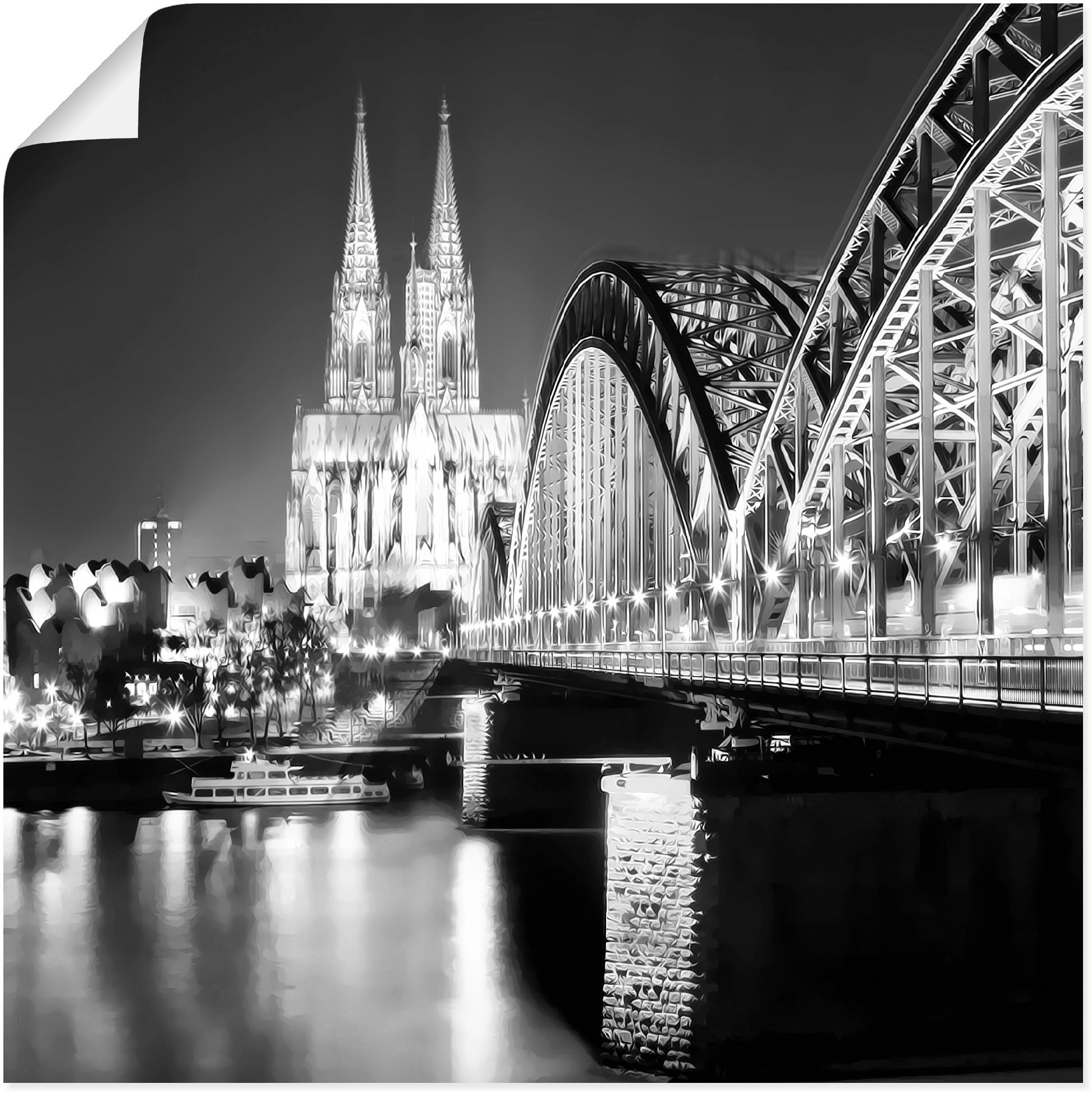 Artland Wandbild »Köln Skyline Abstrakte Collage 19«, Brücken, (1 St.), als Leinwandbild, Poster in verschied. Größen