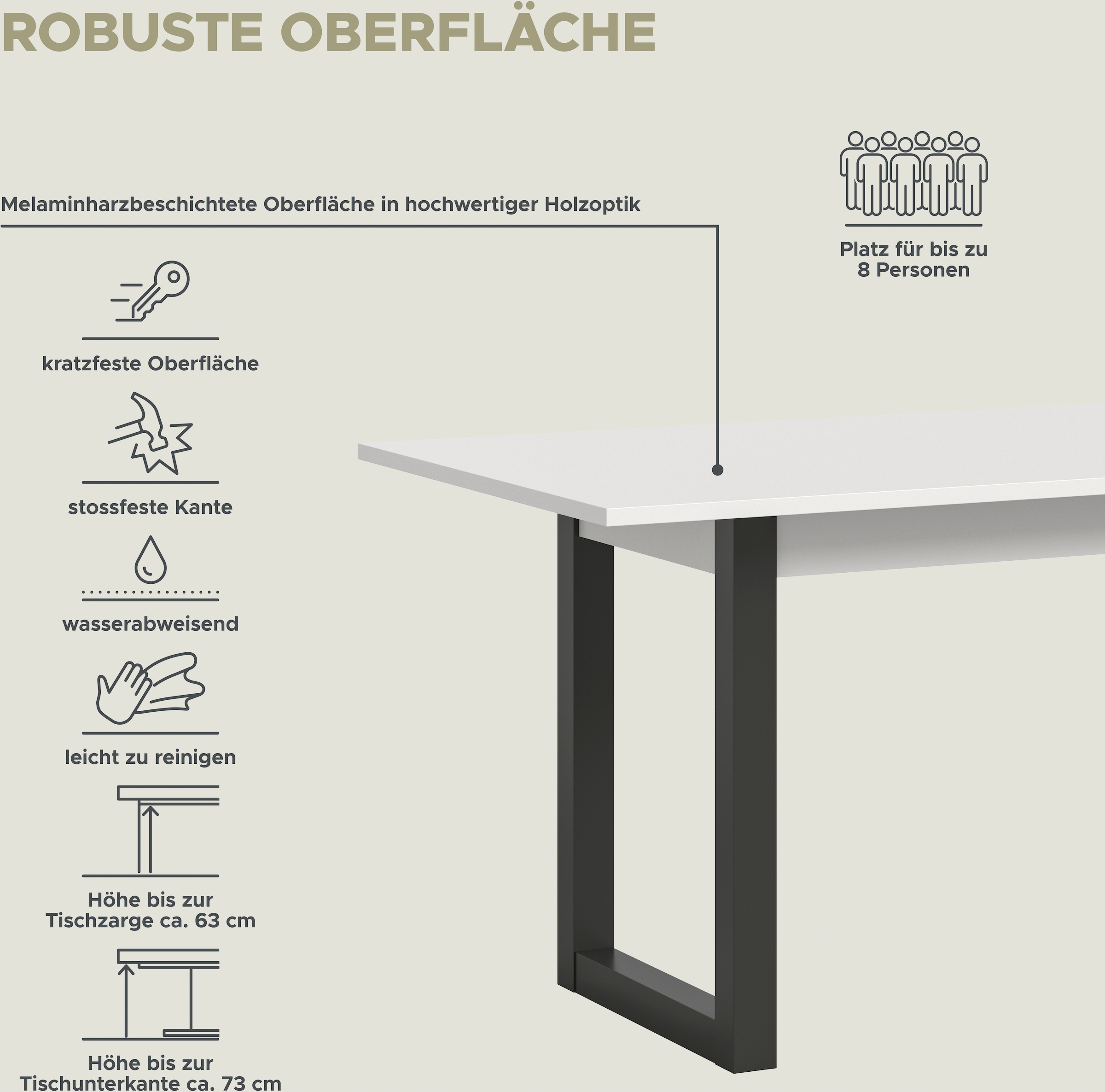 INOSIGN Esstisch »Rail, ausziehbar 150 -190 cm, inklusive 40 cm Einlegeplatte«, Kufengestell, Küchentisch, Esszimmer, Küche