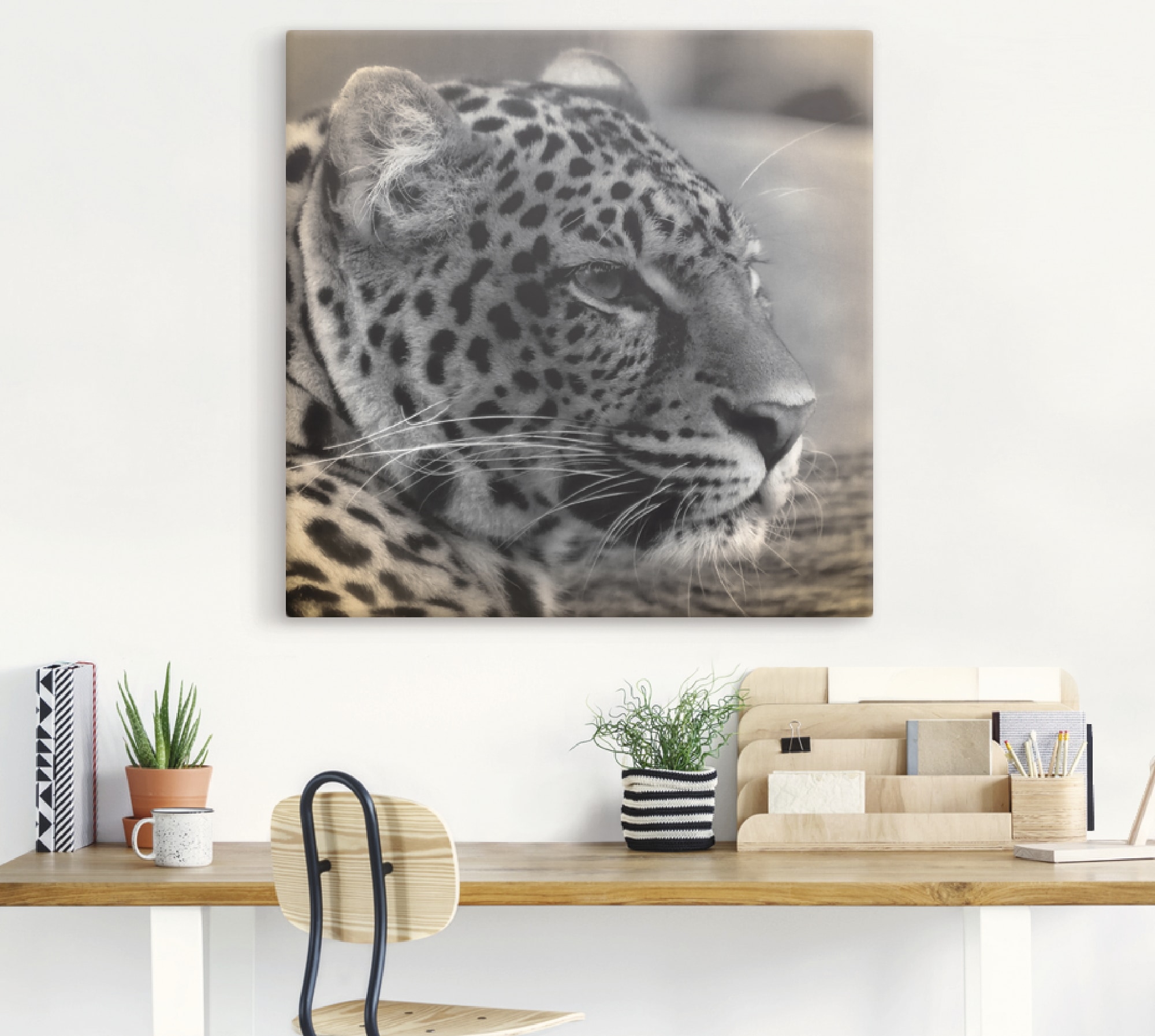 Artland Leinwandbild »Leopard Profil« Wildtiere 1 Stk. tlg. auf Holzrahmen gespannt