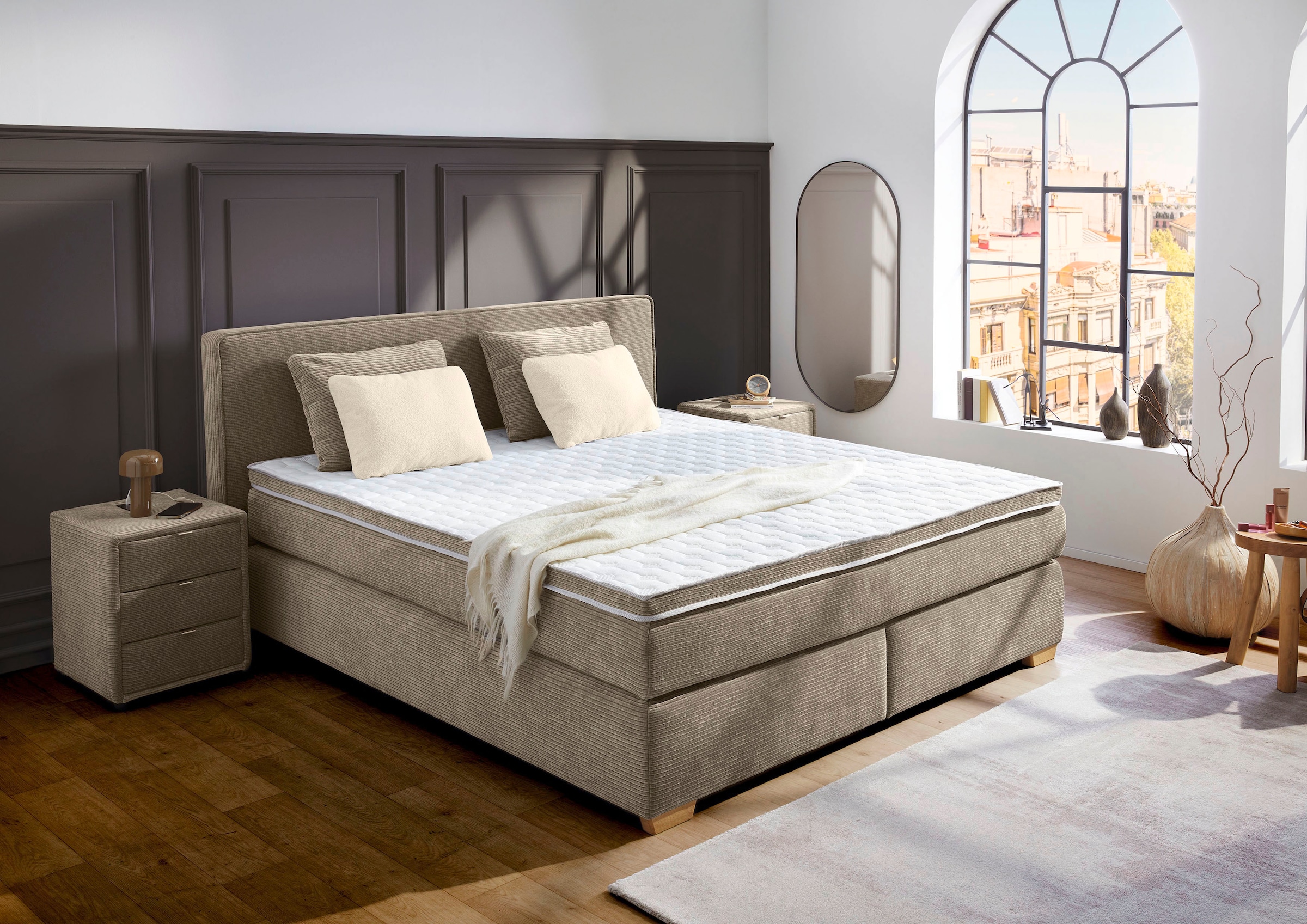 Jockenhöfer Gruppe Boxspringbett »Ronja, inkl. 7-Zonen-TTFK-Matratzen, Kaltschaum-Topper« inkl. 4 Kissen, 180x200 cm, verschiedene Härtegrade wählbar