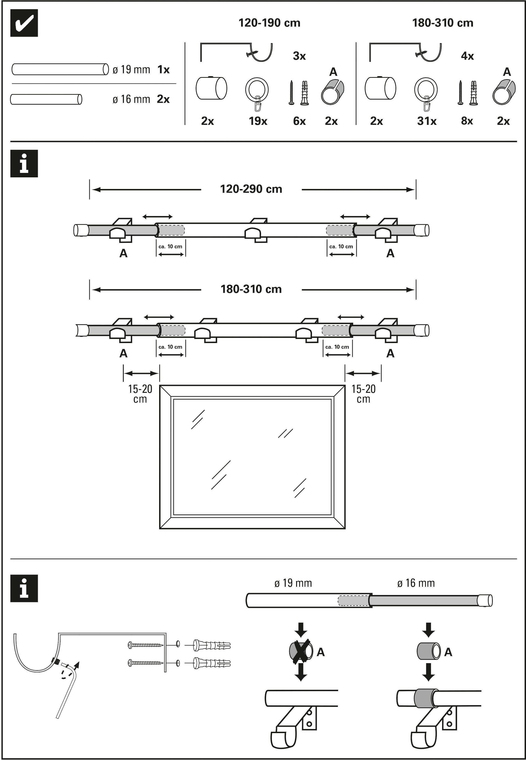 Gardinenstange Set GARDINIA läufig-läufig, 1-Lauf bequem »Gardinenstangen 1 schnell ausziehbar, Metall«, und bestellen