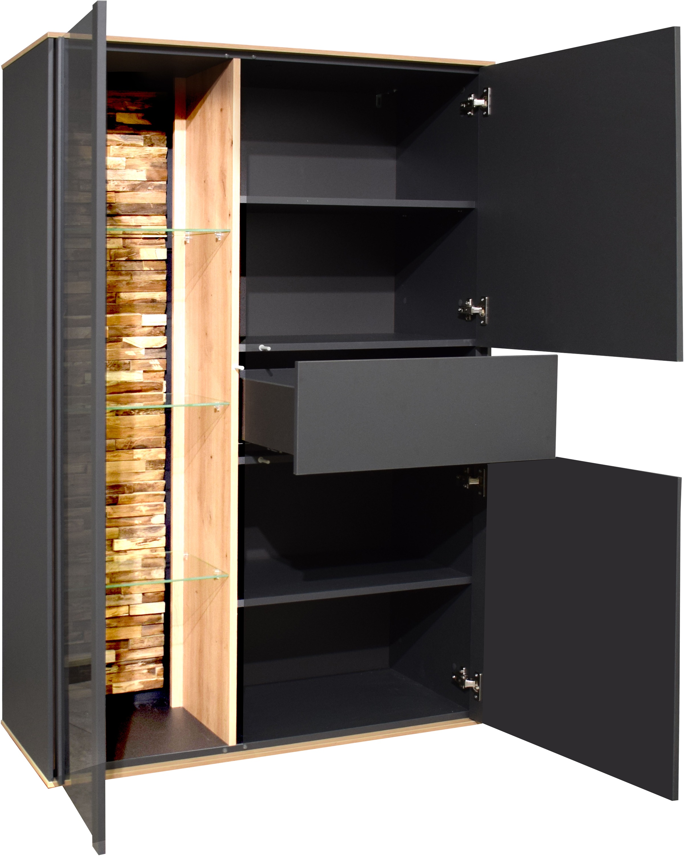Mäusbacher Highboard, Faro Highboard B 101 cm, inkl.Beleuchtung, Push to open Funktion