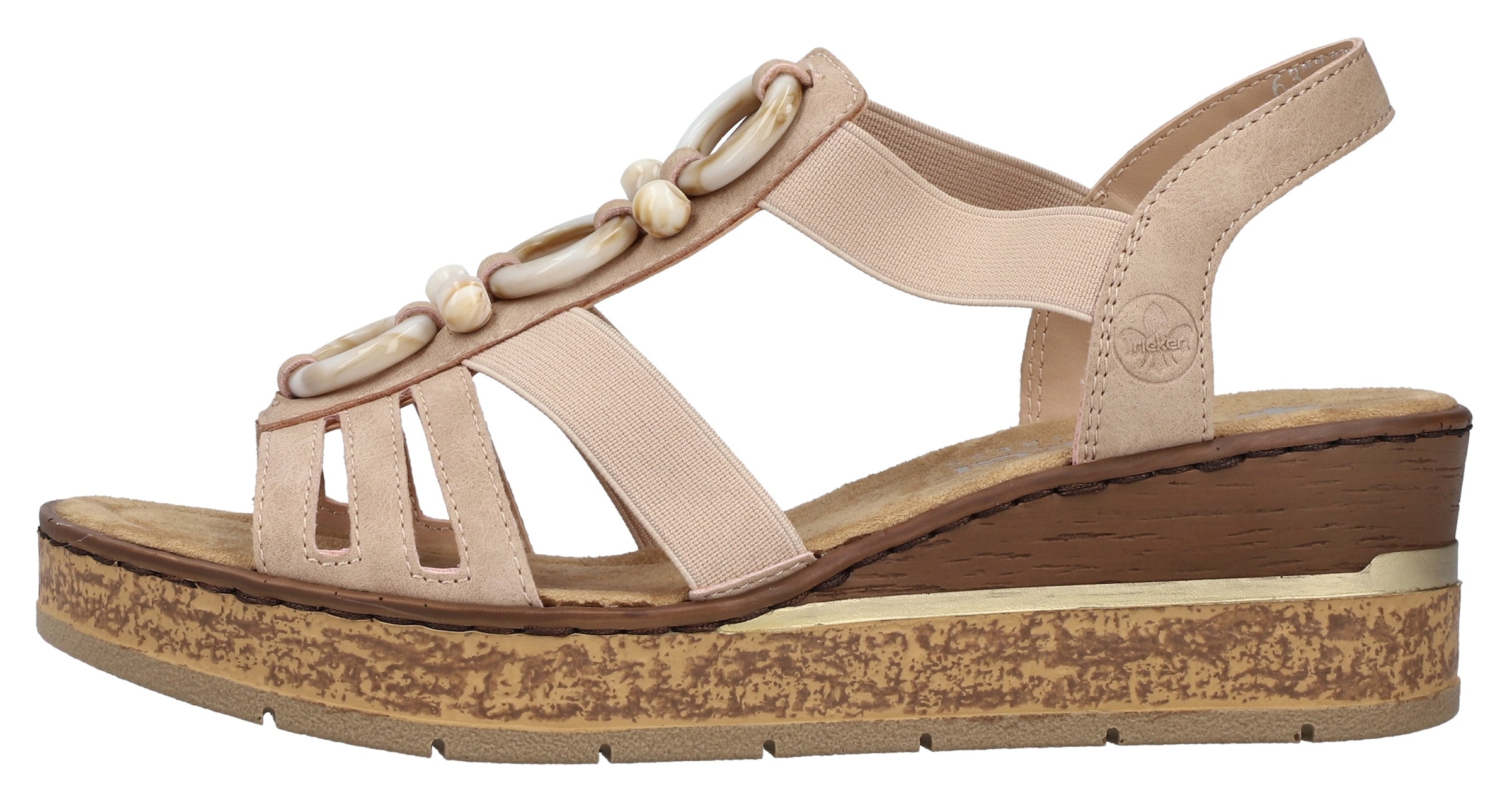 Rieker Keilsandalette  Sommerschuh, Plateausandale, Schlupfschuh mit seitlichen Gummizügen