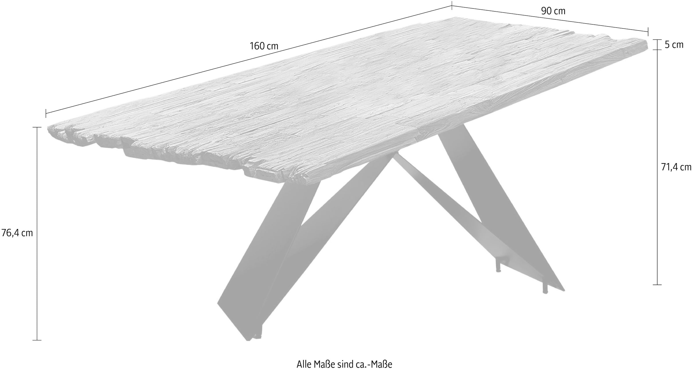 SIT Esstisch 1 Stk. tlg. Bruchkante an den kurzen Seiten