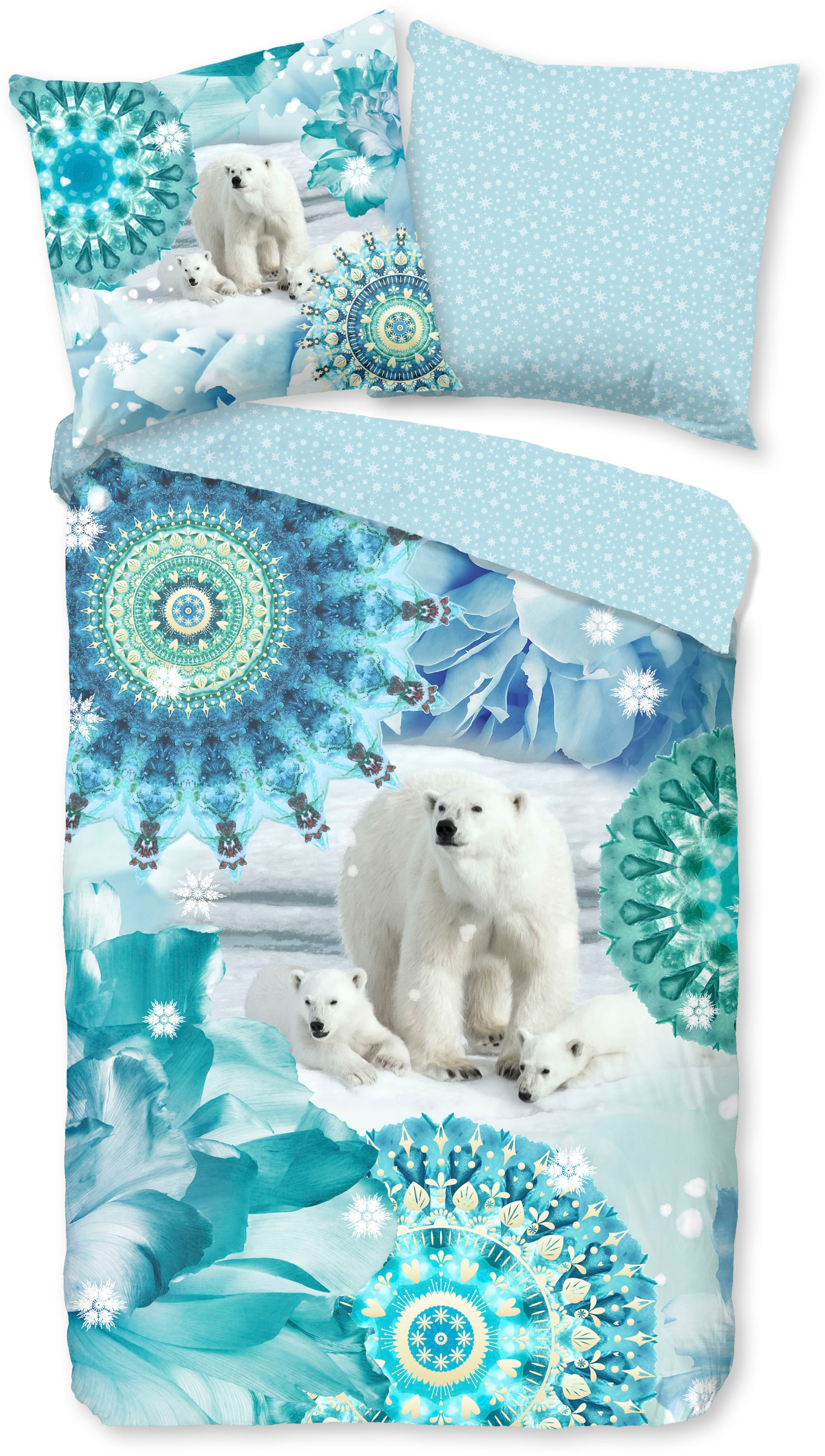 hip Wendebettwäsche »Seppo«, Biber, 135x200, Warm, Weich, Wendeoptik, Reißverschluss, Winter, Blau