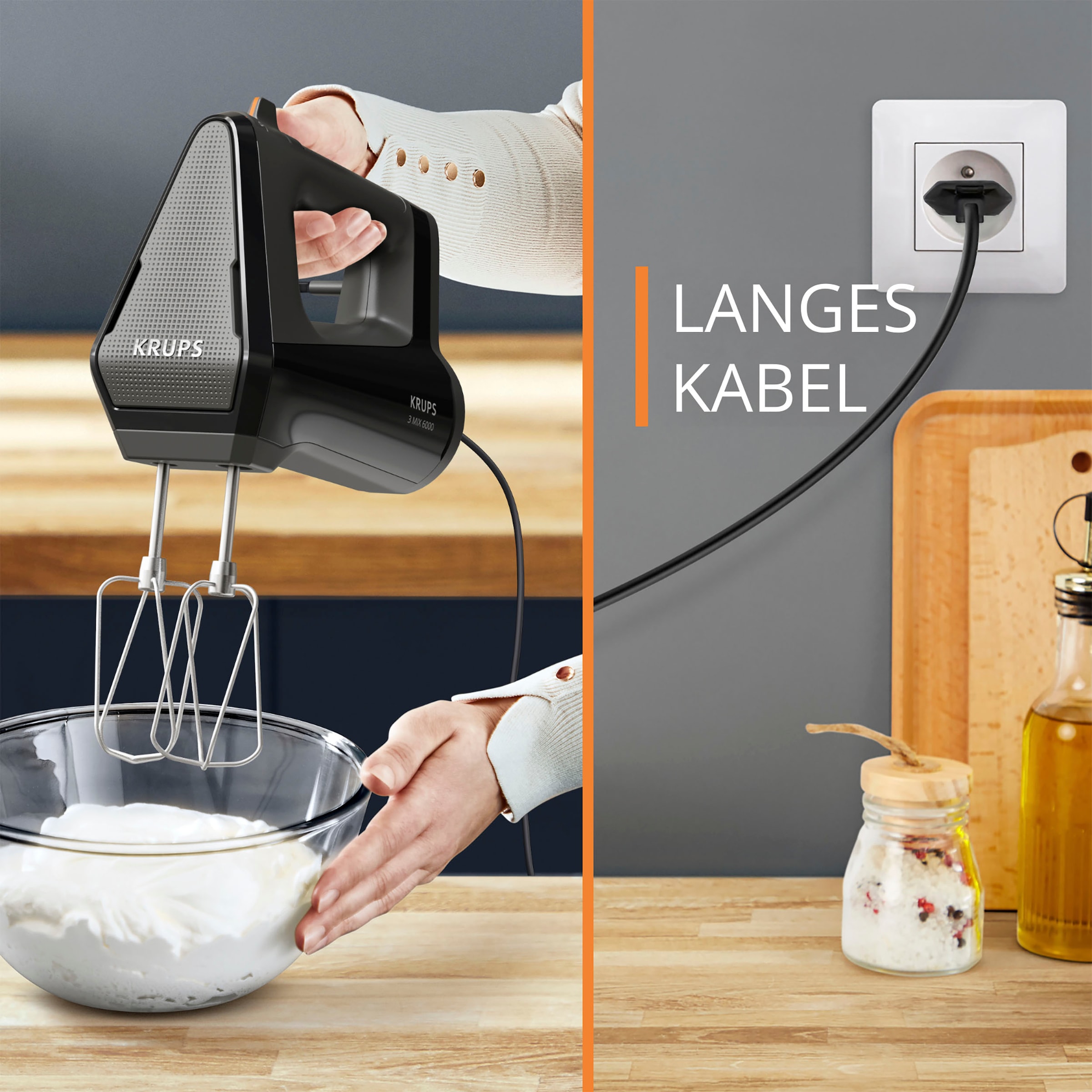 Krups Handmixer »GN6028 3MIX 6000, Soft-Touch-Griff, langes Kabel«, 600 W