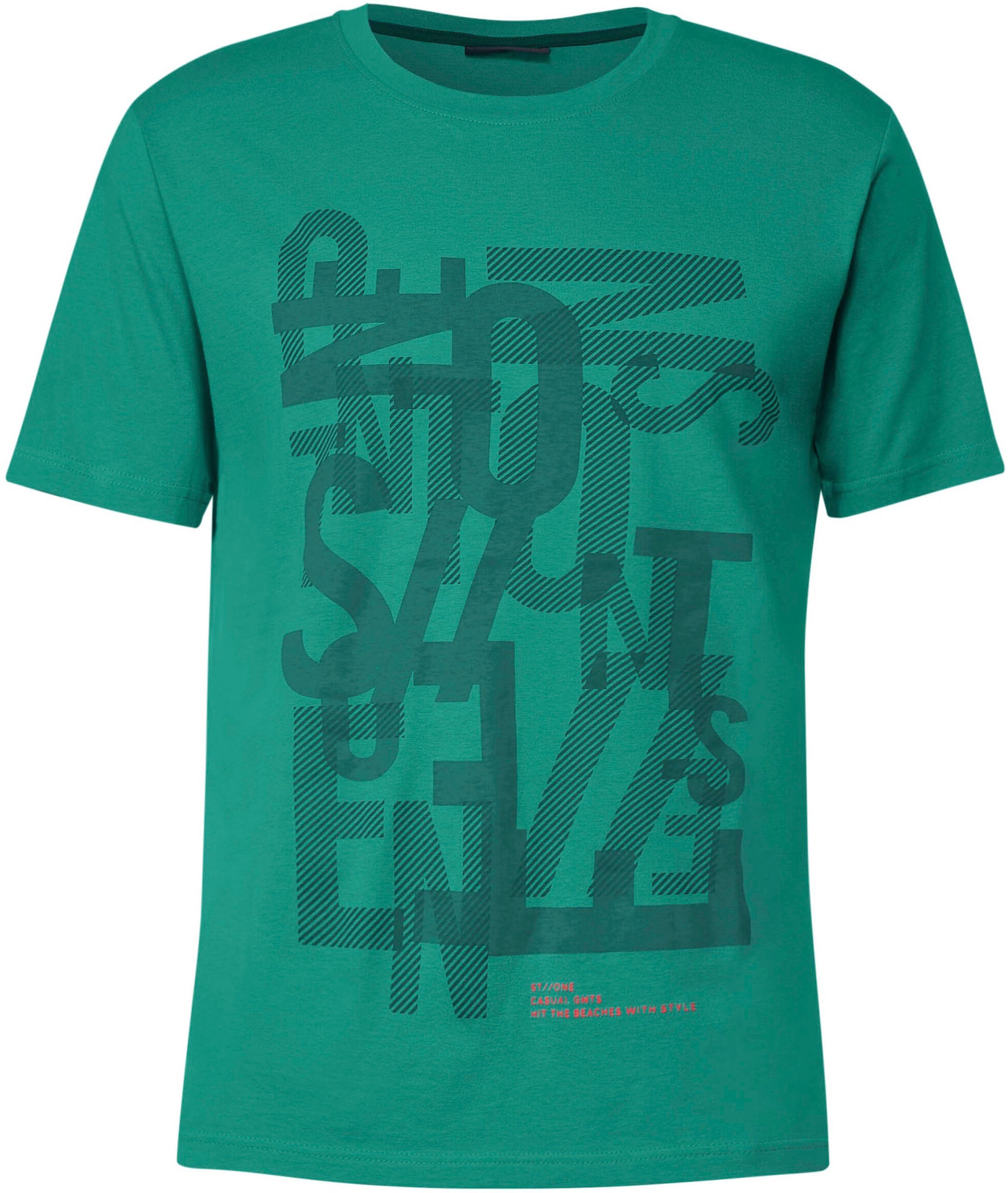 STREET ONE MEN T-Shirt, mit Wordingprint auf der Vorderseite online bei