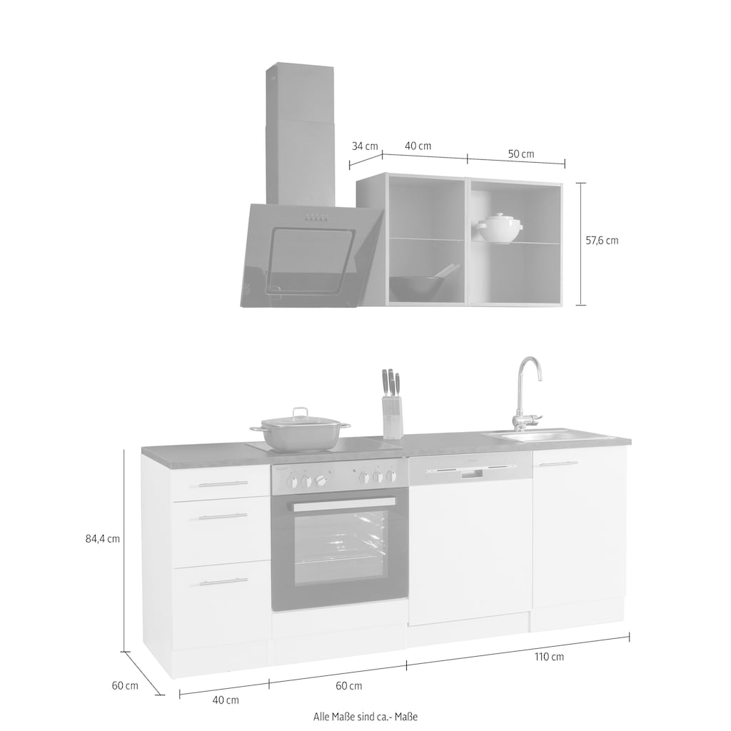 OPTIFIT Küchenzeile »Mini«, mit E-Geräten, Breite 210 cm