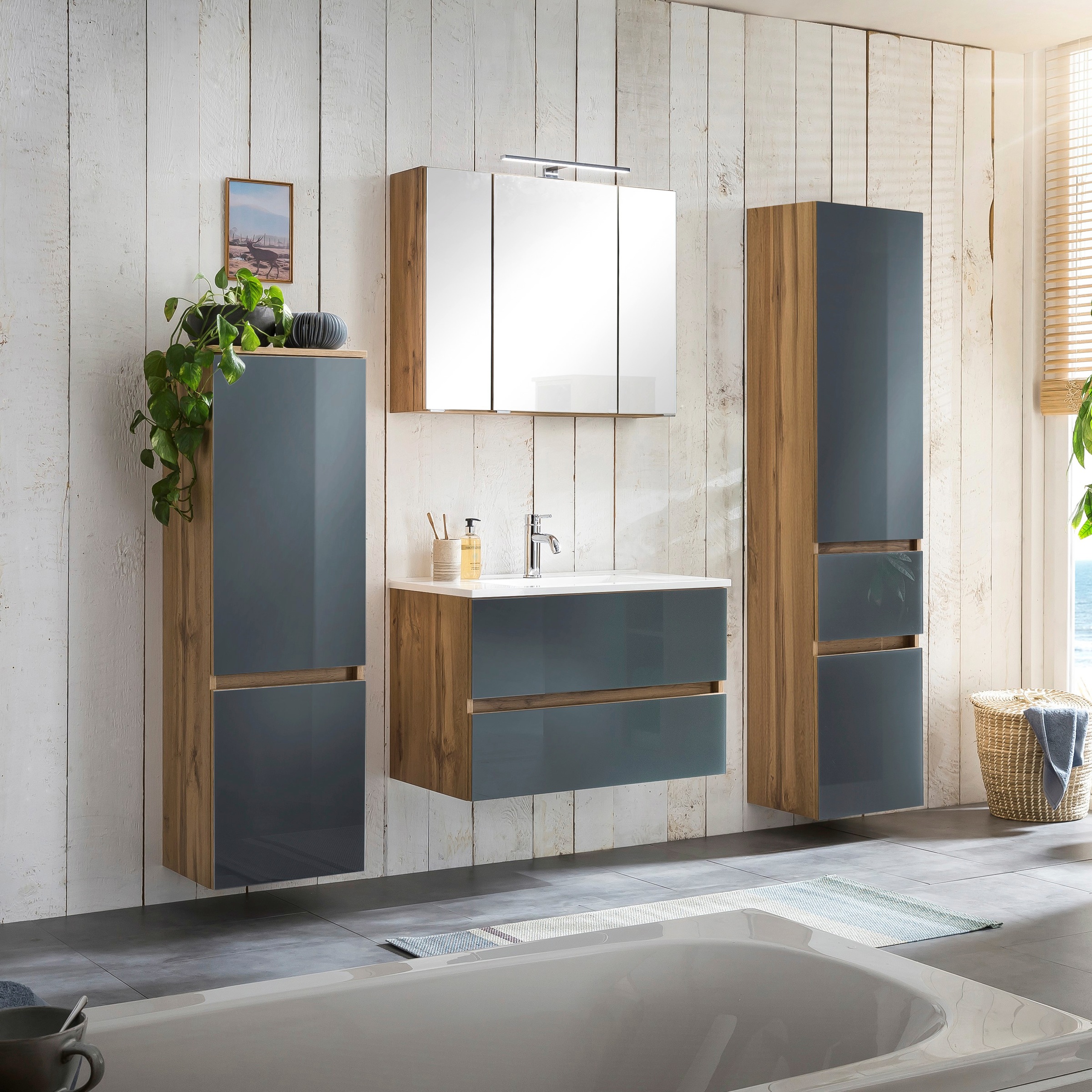 welltime Badezimmer-Set »Horki«, (Set, 4 St.), Breite 160 cm günstig online kaufen
