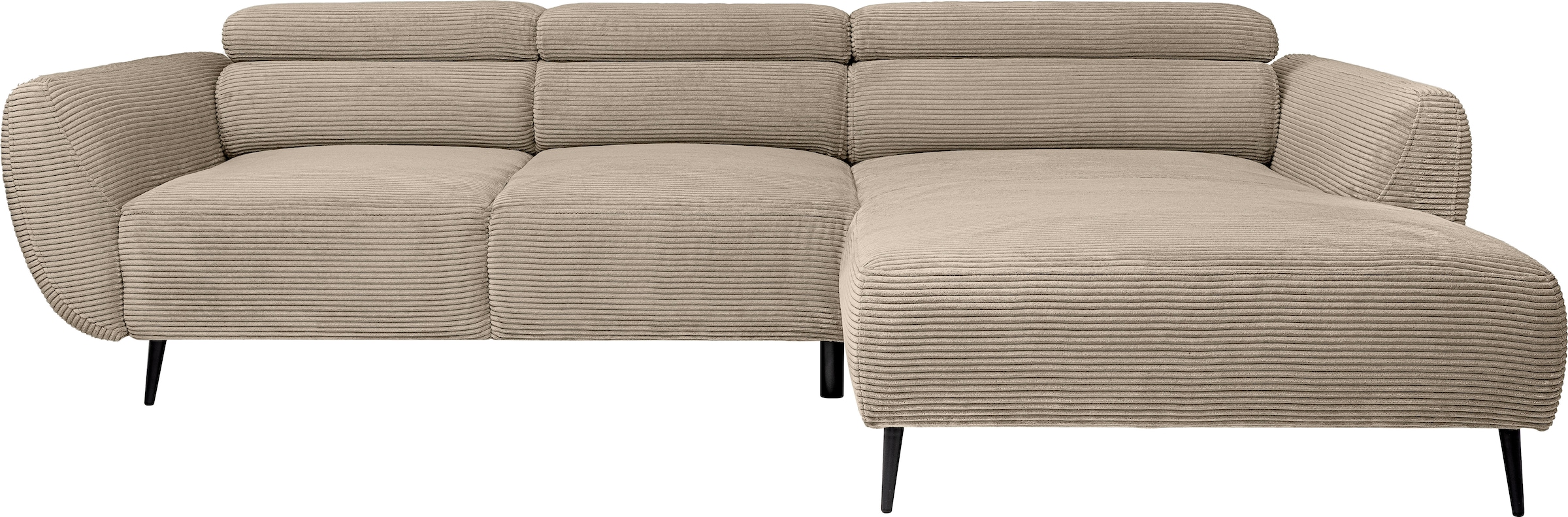 WERK2 Ecksofa »Alisson 277 x 174 cm modern & bequem, bodenfrei, Multifunktionen« Cord, L-Form, XXL, elektrische Sitztiefenverstellung, Schlaffunktion