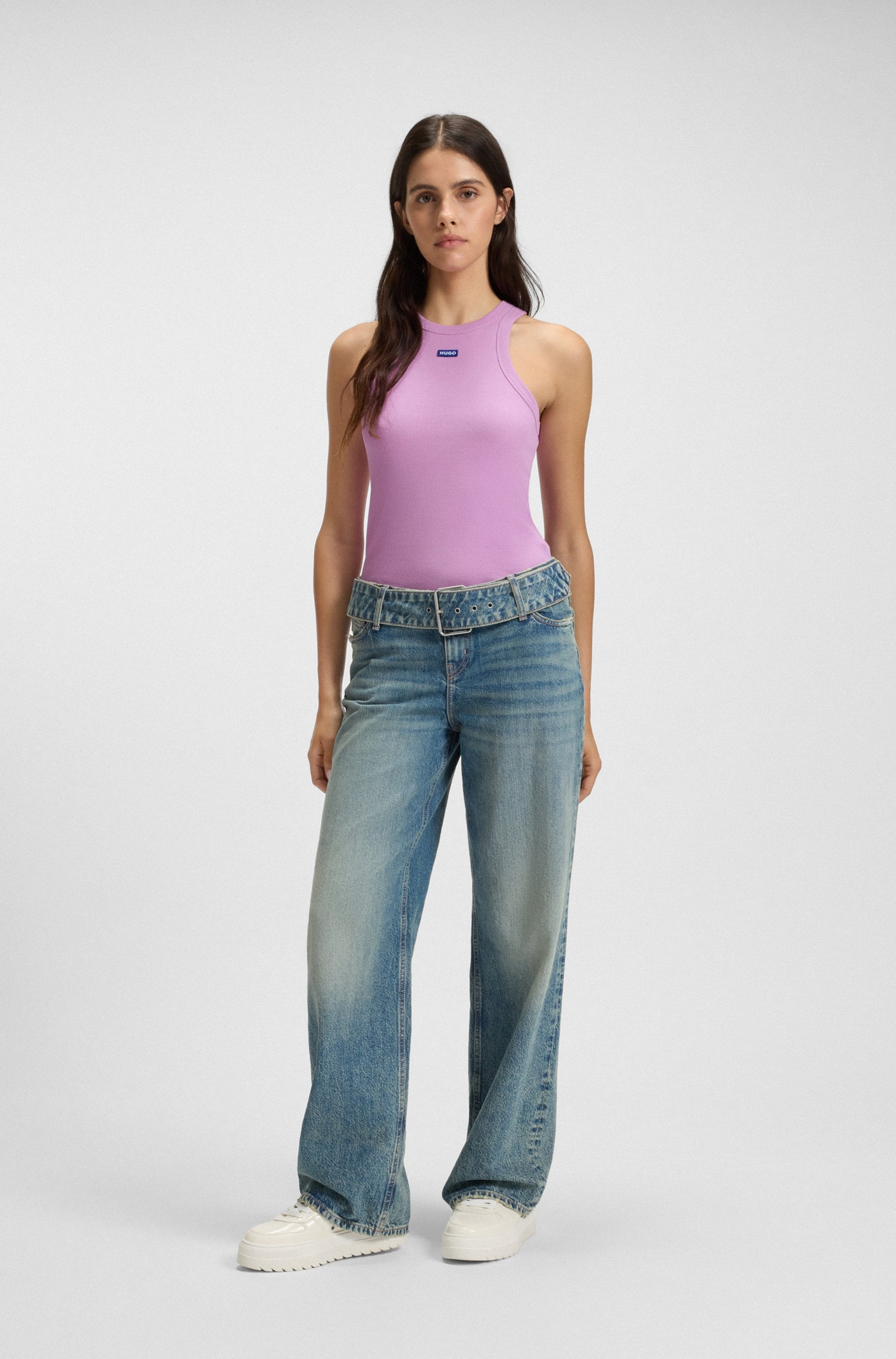 HUGO Blue Tanktop »Easy Tank«, Rippware aus Baumwollmischung mit Elasthan
