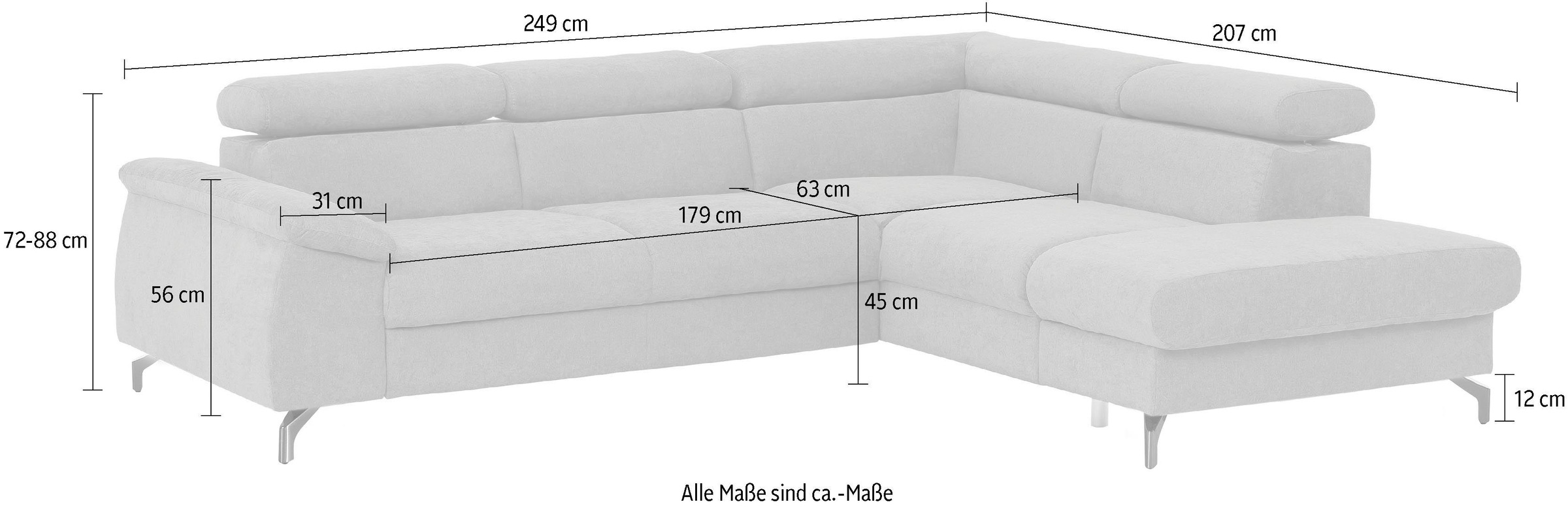 COTTA Polstergarnitur »Komaris L-Form«, (Set), Set bestehend aus: Ecksofa mit Kopfteilverstellung & Hocker