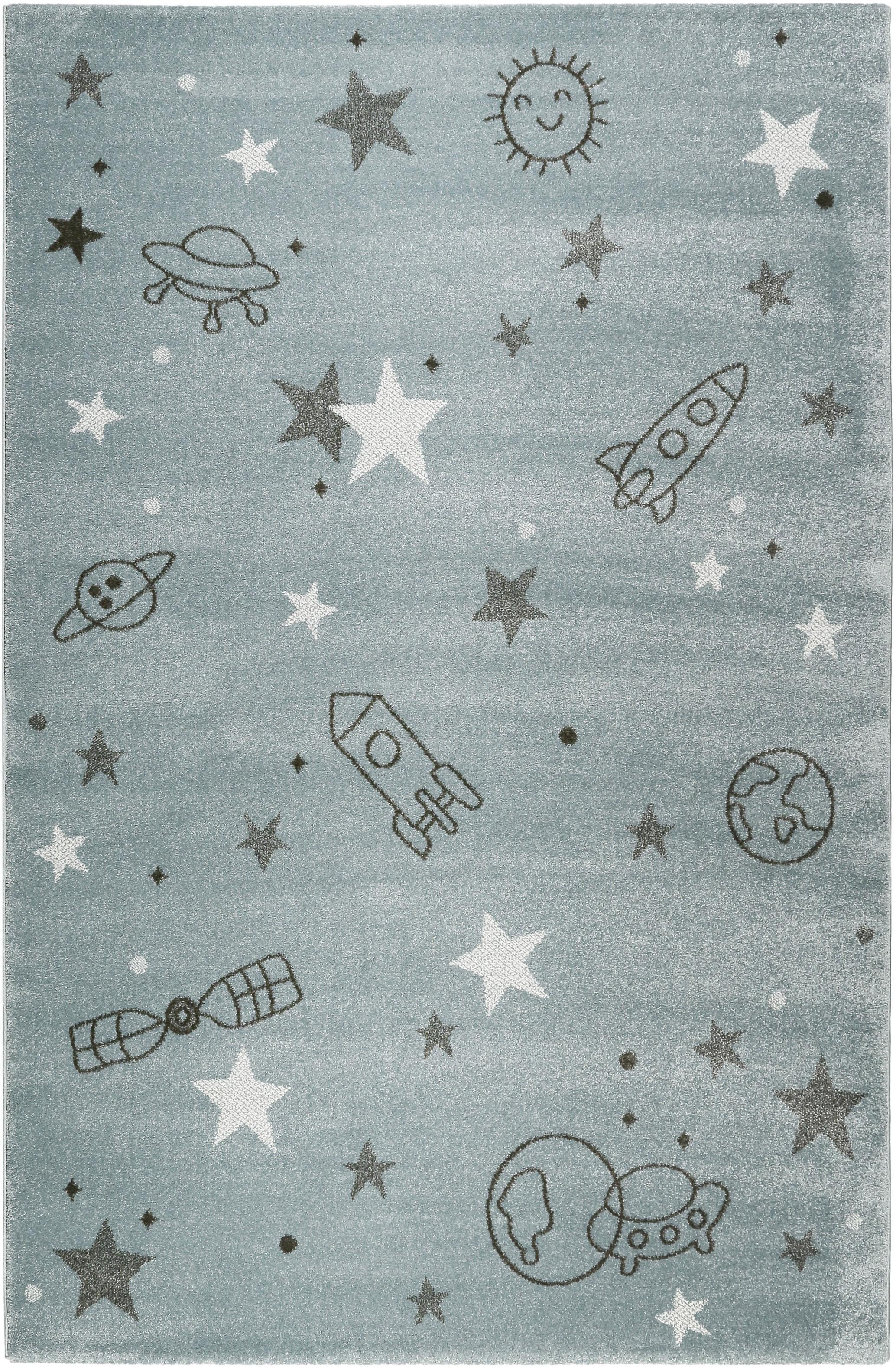 Esprit Kinderteppich »Yoda ESP-21980«, rechteckig, 13 mm Höhe, Weltall Design, Astronaut, Kurzflor, Kinderzimmer