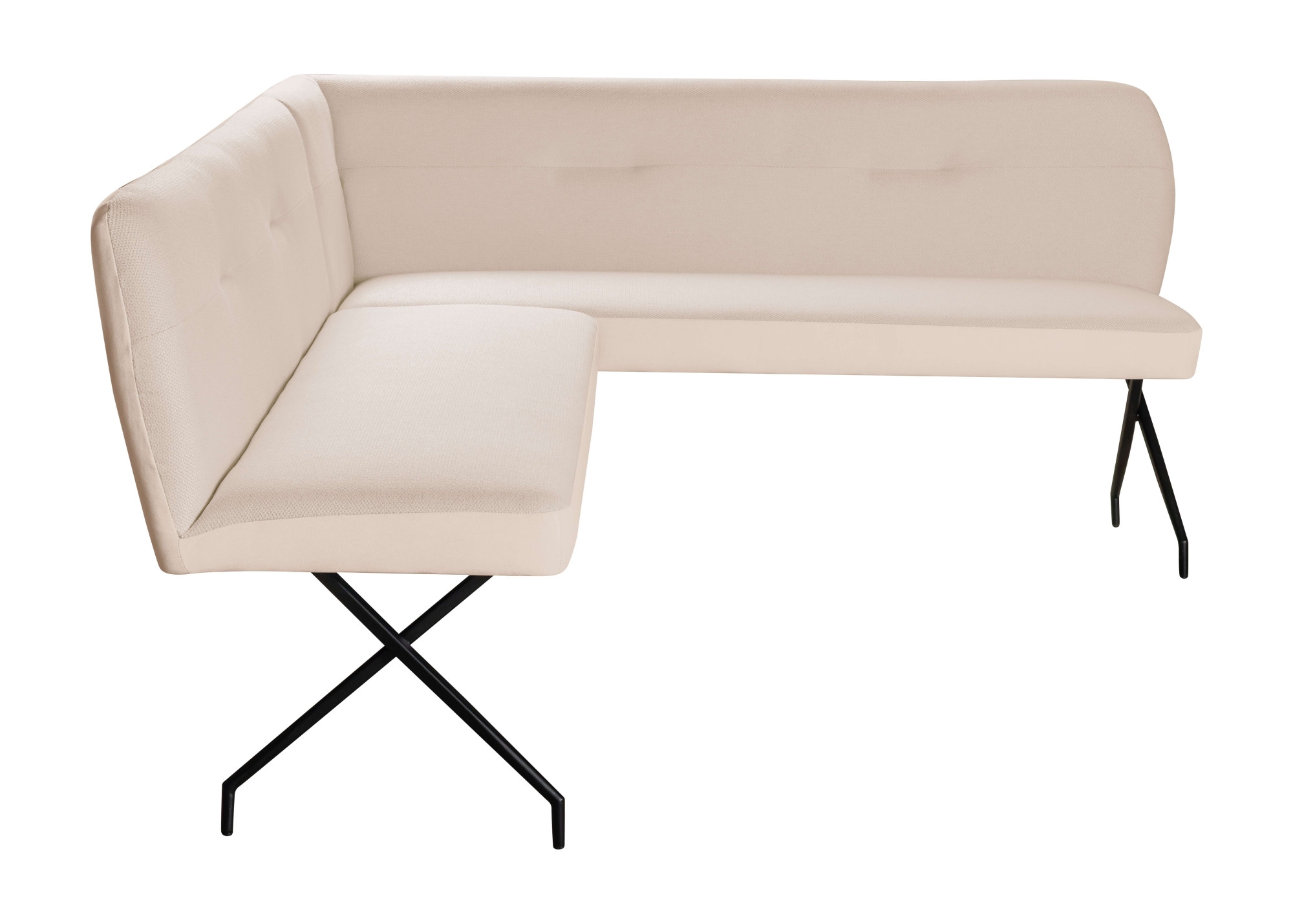 OTTO home Eckbank »Bruna Esszimmerbank, Bank, Küchenbank, Polsterbank« Mattschwarzes Metallgestell, 2-Stoff-Design, Wellenfederung im Sitz