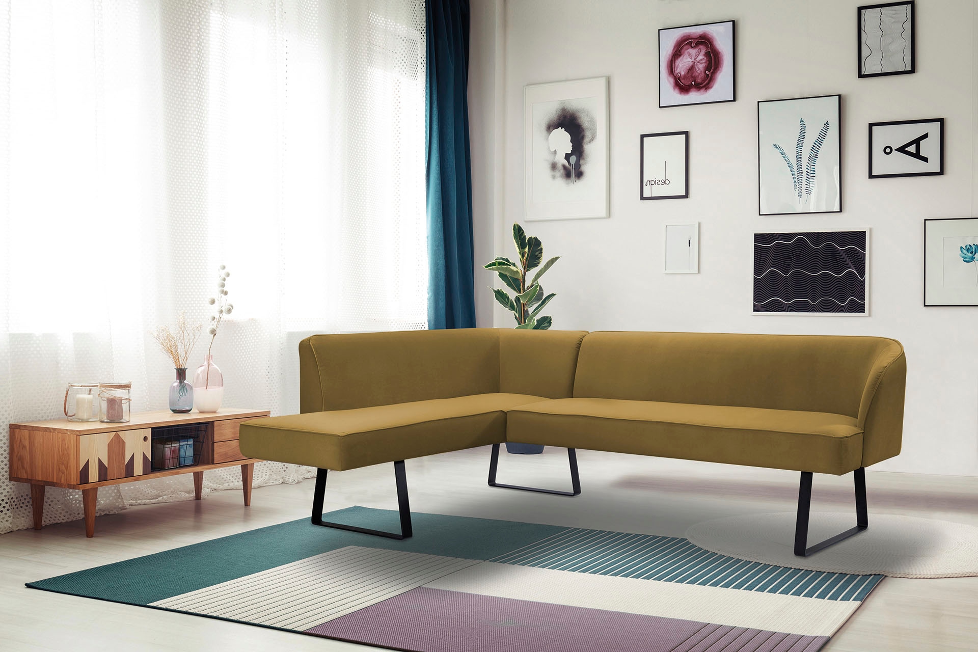 exxpo - sofa fashion Eckbank "Americano", mit Keder und Metallfüßen, Bezug günstig online kaufen