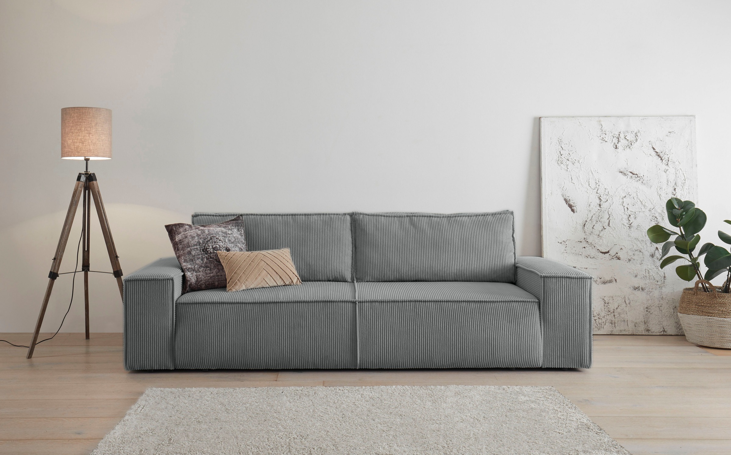 Home affaire 3-Sitzer »SHERWOOD Schlafsofa (257cm) Cord, Samtvelours, Vinta günstig online kaufen