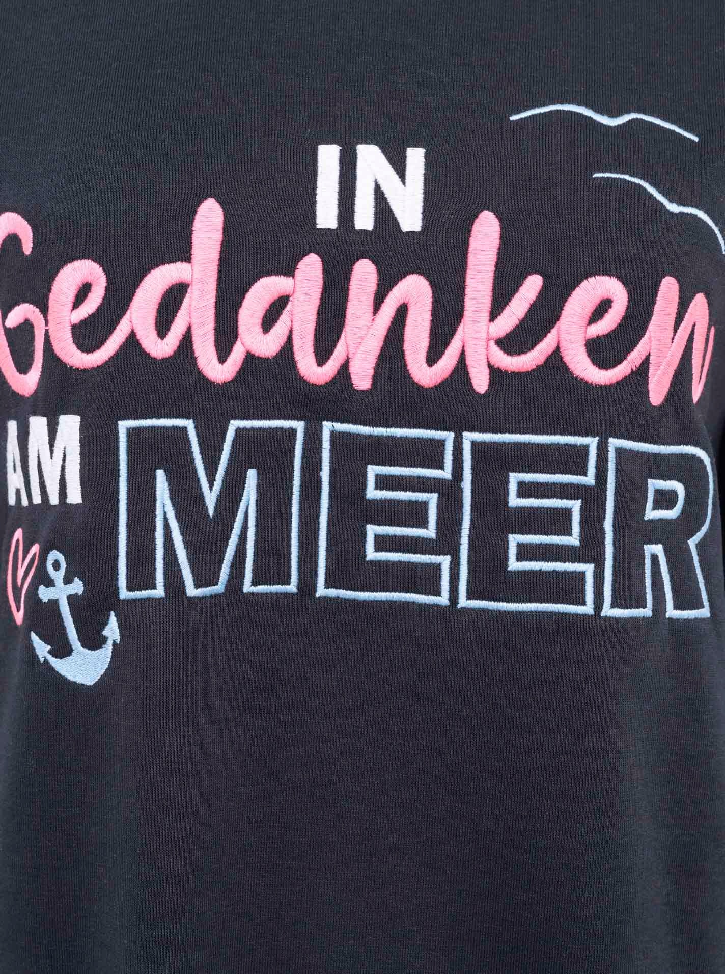 Zwillingsherz 3/4-Arm-Shirt »"Meer Gedanken"« 3/4 Arm, mit Martimer Botschaft, ausgefransten Kanten
