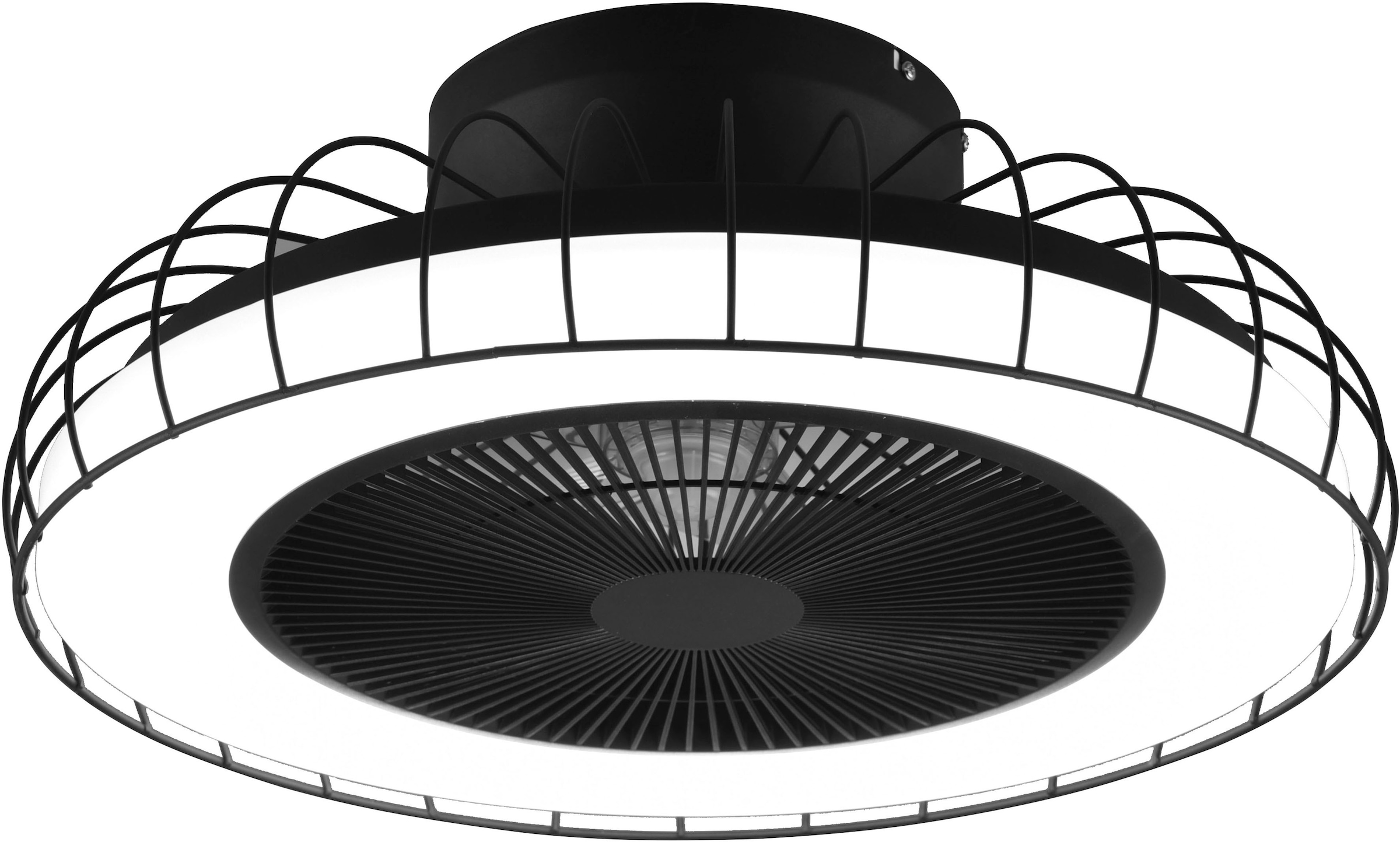 REALITY Leuchten LED Deckenleuchte »Sandfjord Deckenventilator«, 1 flammig, Leuchtmittel LED-Board | LED fest integriert, Deckenlampe, Ventilator 3 Stufen,WiZ Smart Home,Lichtfarbe einstellbar