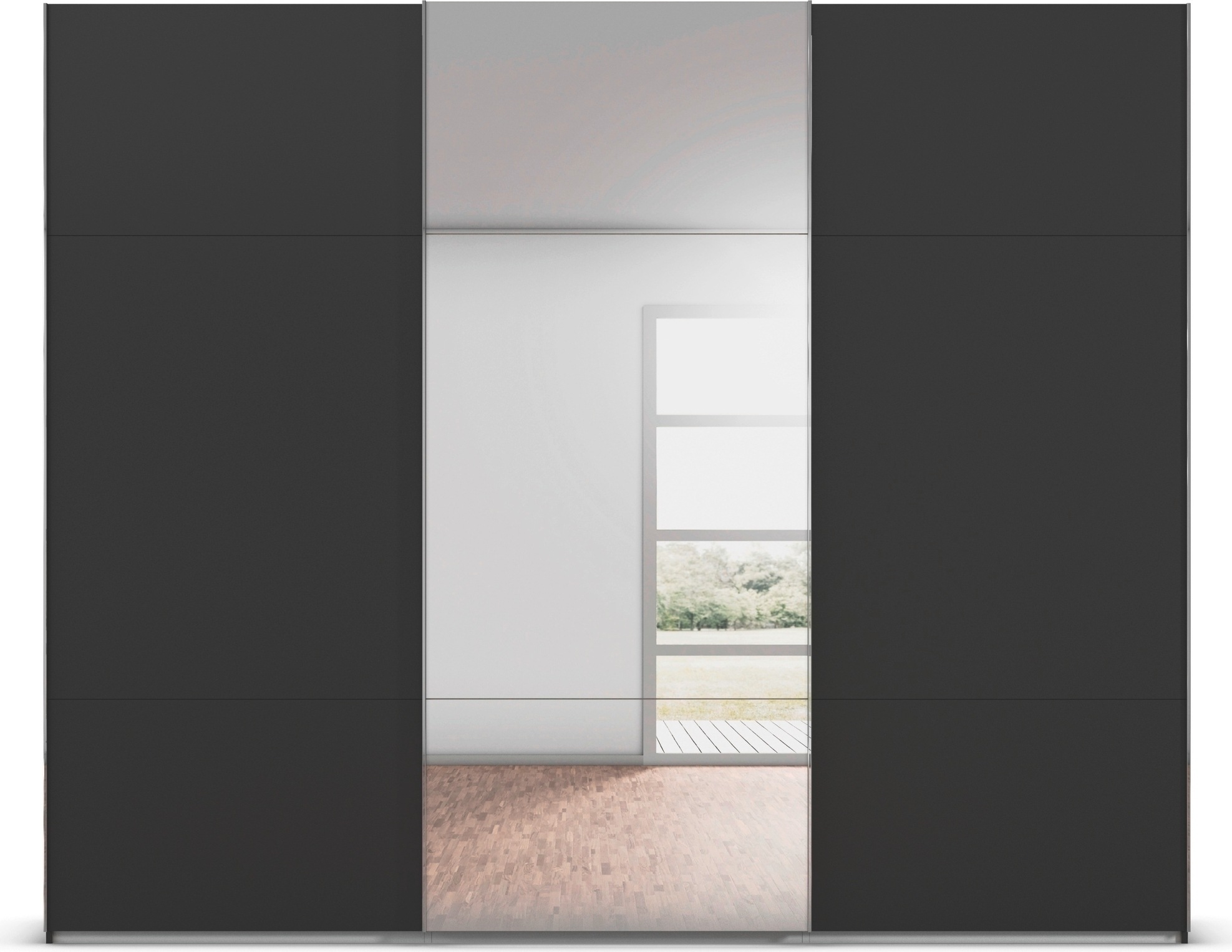 rauch Schwebetürenschrank »Kleiderschrank Schrank Garderobe Schlafzimmerschrank CONTIDO«, (in 3 verschiedenen Ausstattungen BASIC/CLASSIC/PREMIUM), aus hochwertigem Material in 6 Breiten 2 Griff-Farben MADE IN GERMANY
