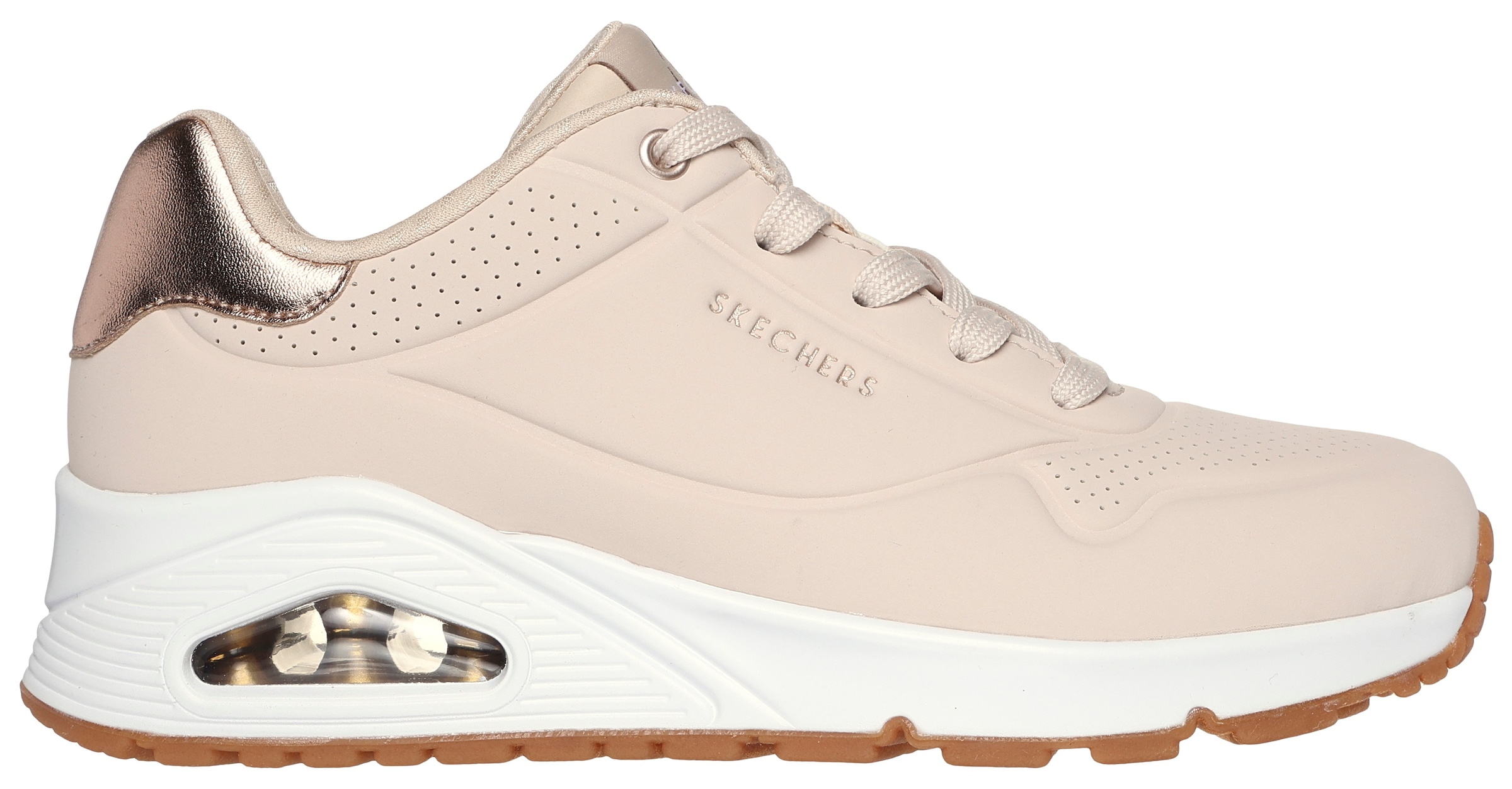 Skechers Sneaker »UNO GOLDEN AIR«, Freizeitschuh, Halbschuh, Schnürschuhmit Metallic-Einsatz