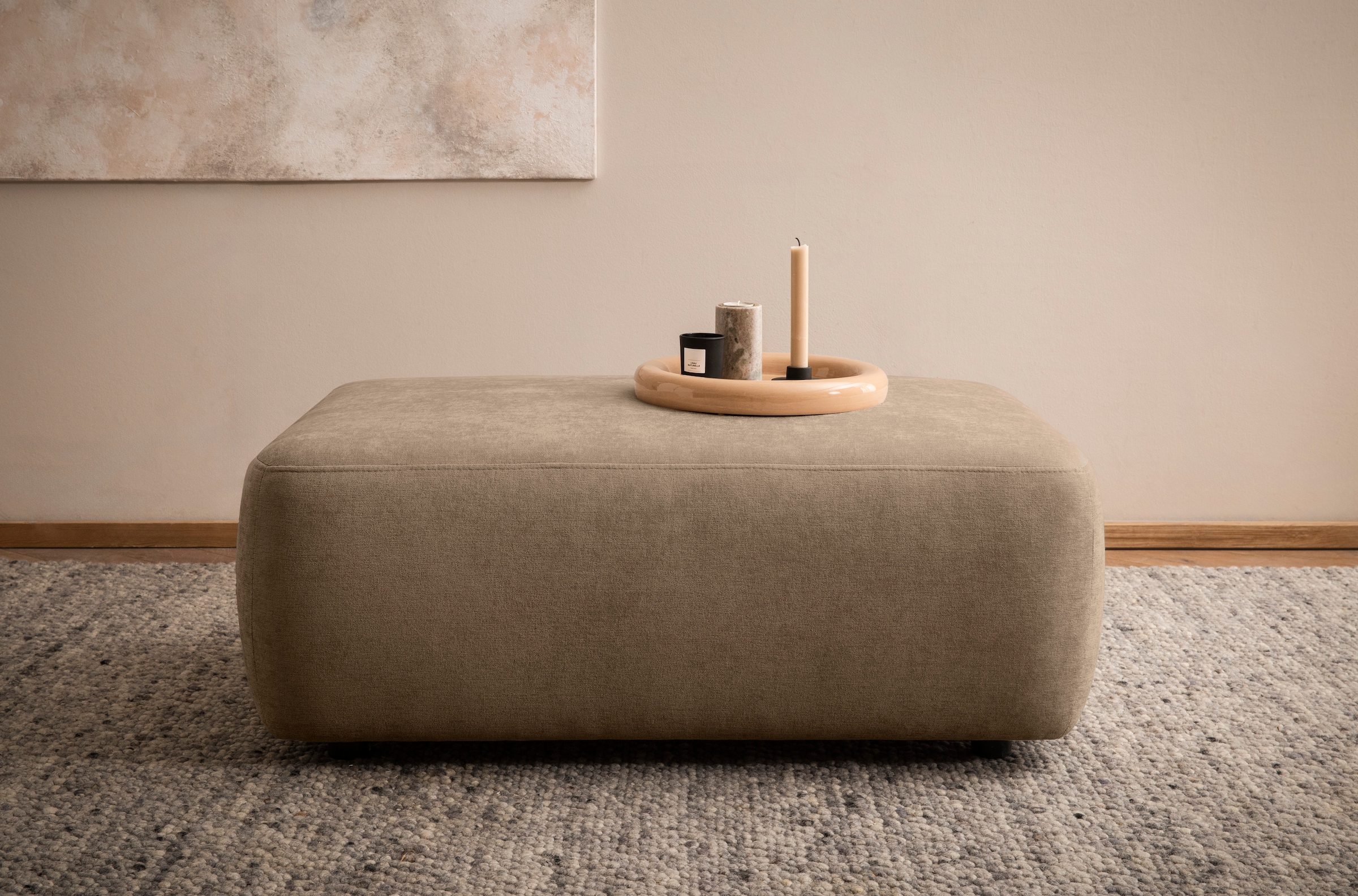 INOSIGN Polsterhocker »Torge, Hocker in Cord, Samtvelours oder Struktur«, passend zur Serie Torge, rechteckig, bequemer Sitzkomfort