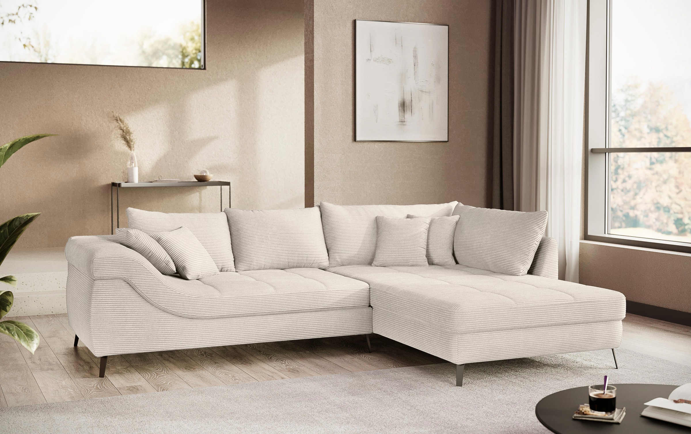 Mr. Couch Ecksofa »Portofino L-Form«, 4 Bezugsqualitäten, 13,5 cm hohe Meta günstig online kaufen