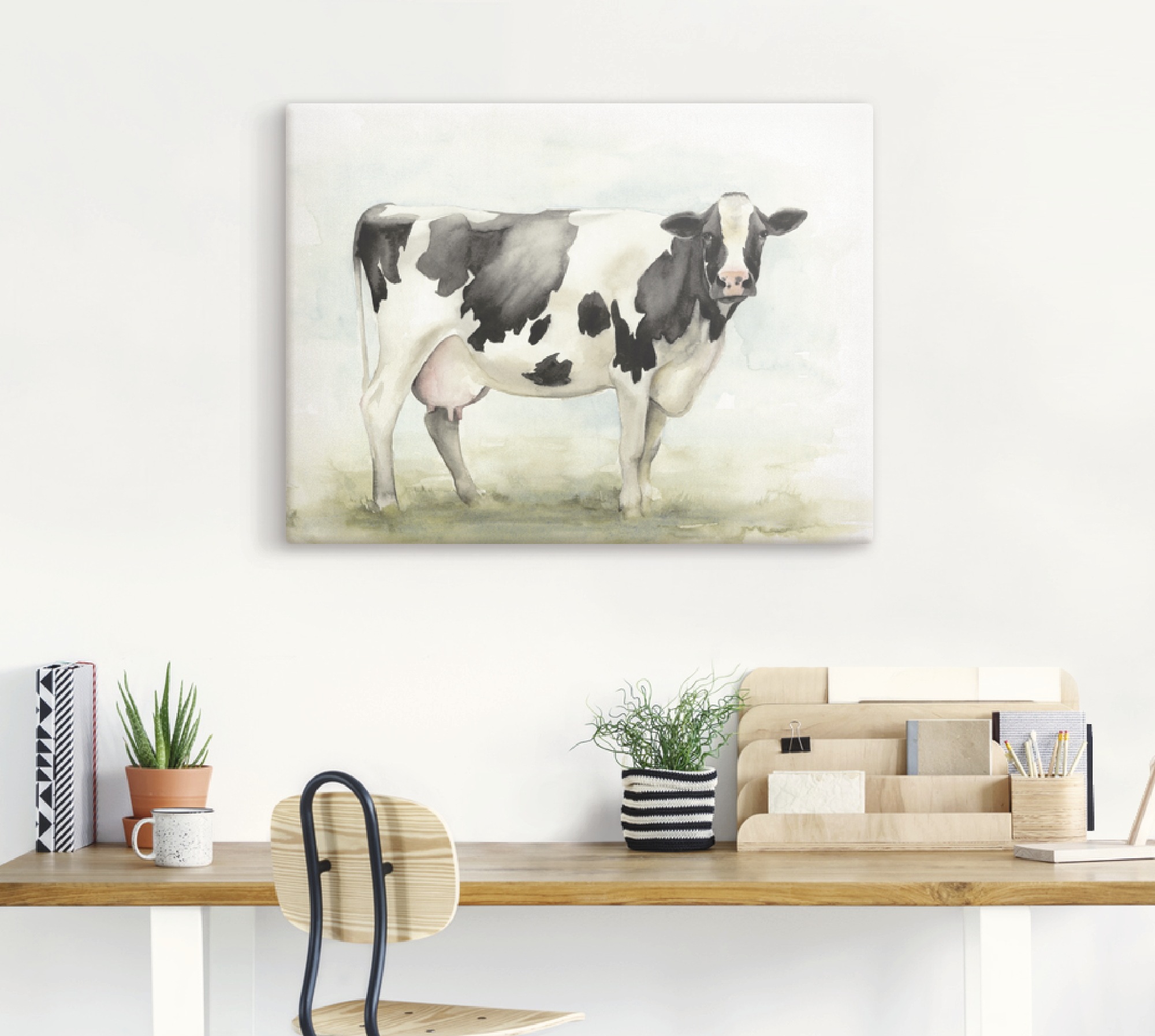 Artland Wandbild »Wasserfarben Kuh I«, Haustiere, (1 St.), als Leinwandbild günstig online kaufen