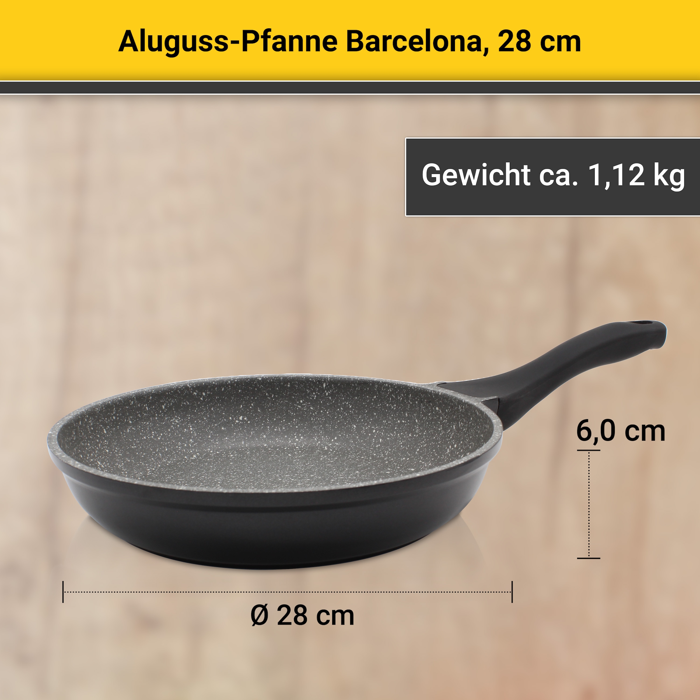 Krüger Bratpfanne »Aluguss Pfanne Bacelona«, Aluminiumguss, (1 tlg.), für Induktions-Kochfelder geeignet