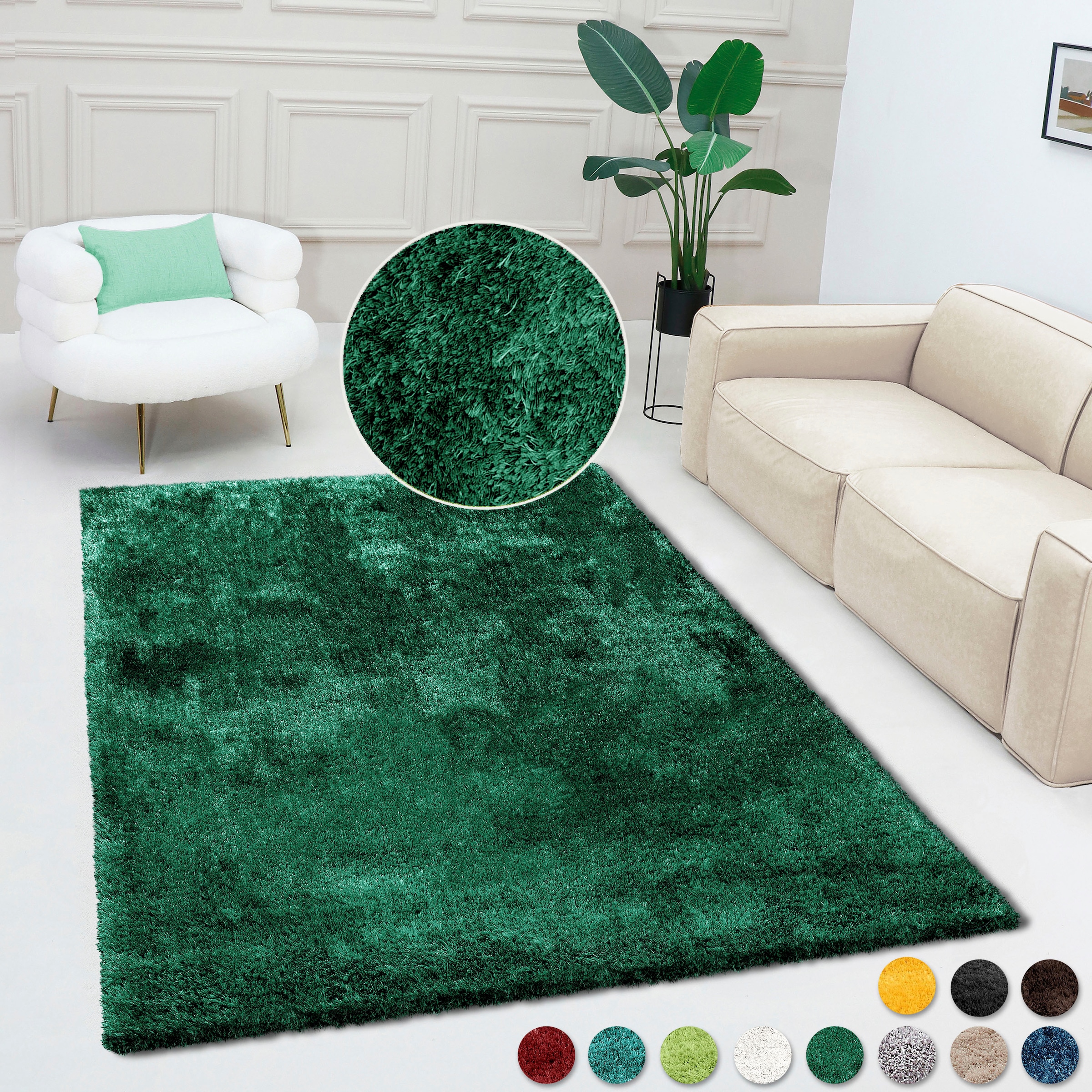 Bruno Banani Teppich »Dana Teppich, besonders weich und kuschelig, Kundenliebling«, rechteckig, 30 mm Höhe, uni, Mikrofaser Teppiche, Wohnzimmer, Schlafzimmer, Esszimmer