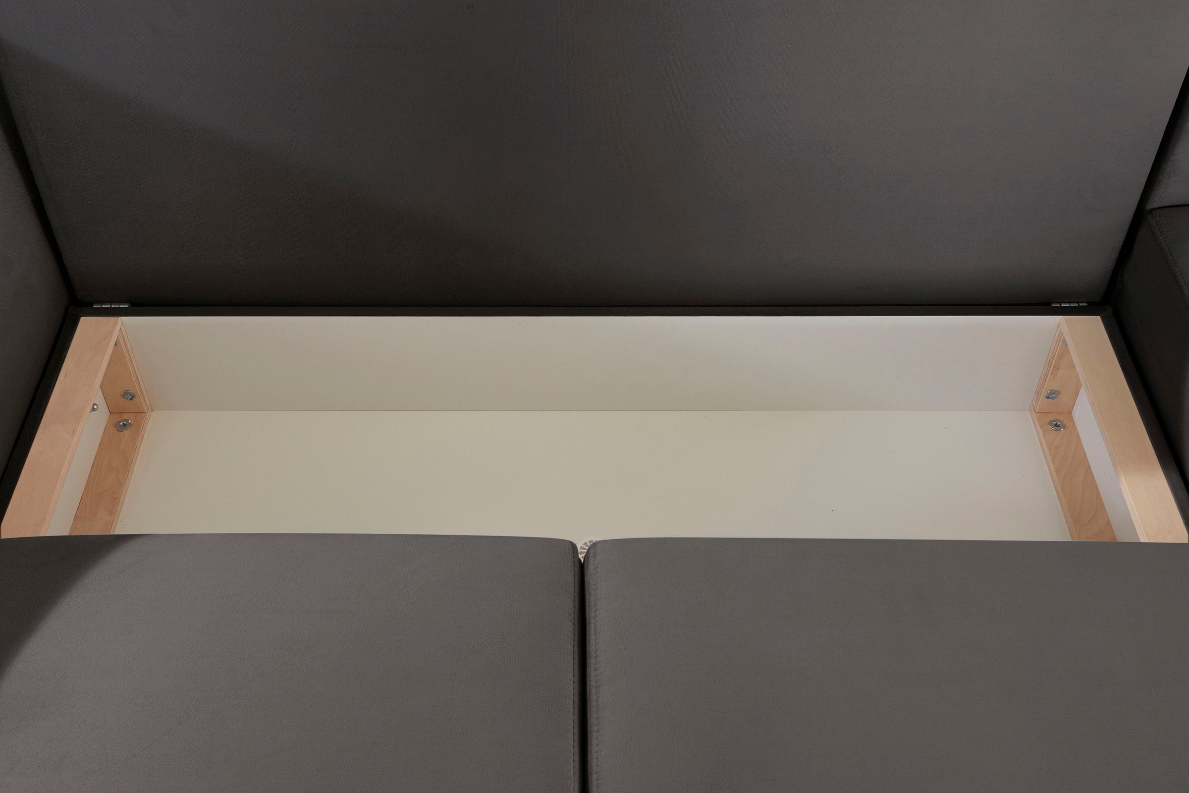 INOSIGN Ecksofa »Asra L-Form«, incl. Bettfunktion und Bettkasten, Seitentasche im Armteil, Federkern