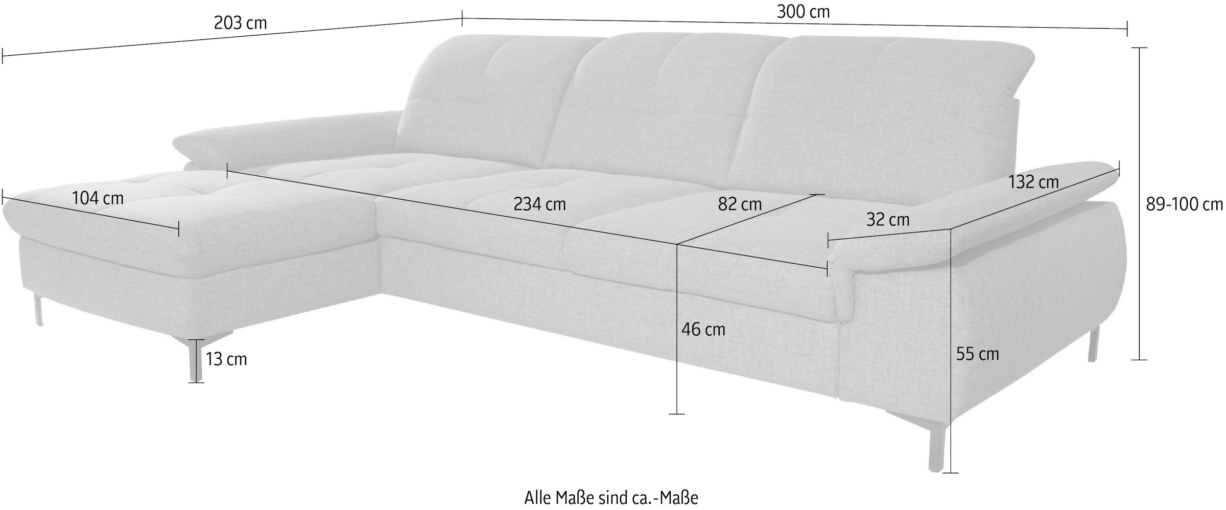 alina Ecksofa »Melina«, In 2 Breiten, Wahlweise mit und ohne Bettfunktion