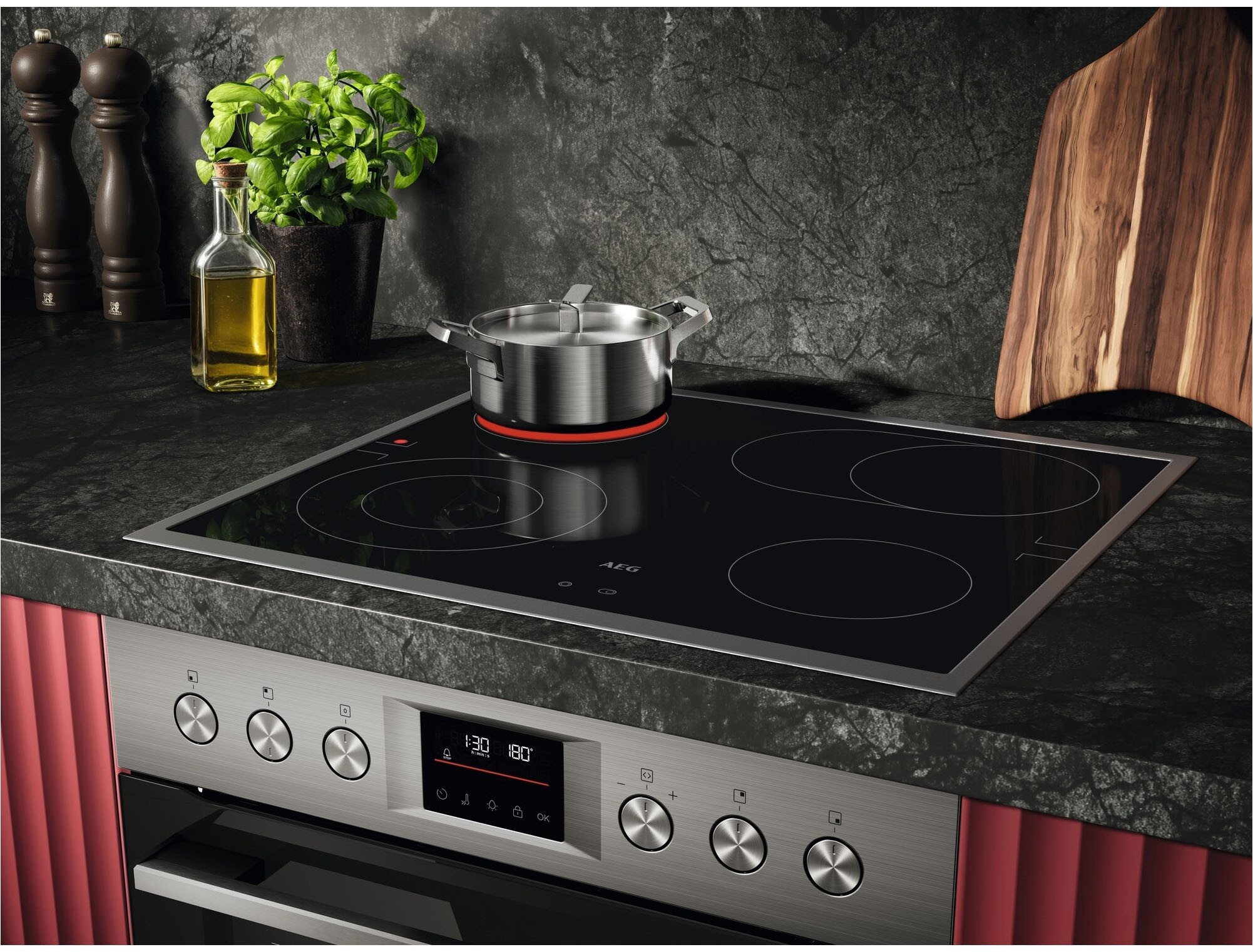 AEG Elektro-Herd-Set Serie 5000 »OU5AE20SK« Aqua Clean Einbaukochfeld mit Herd: Heißluft für gleichmäßig perfekte Ergebnisse