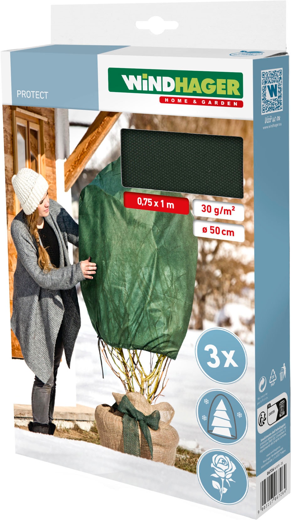 Windhager Winterschutzvlies »Winterschutz für Pflanzen, Vlieshaube, Frostschutz und Kälteschutz« licht-, wasser- und luftdurchlässig, 2,5x1 m, Stärke 50 g/m2