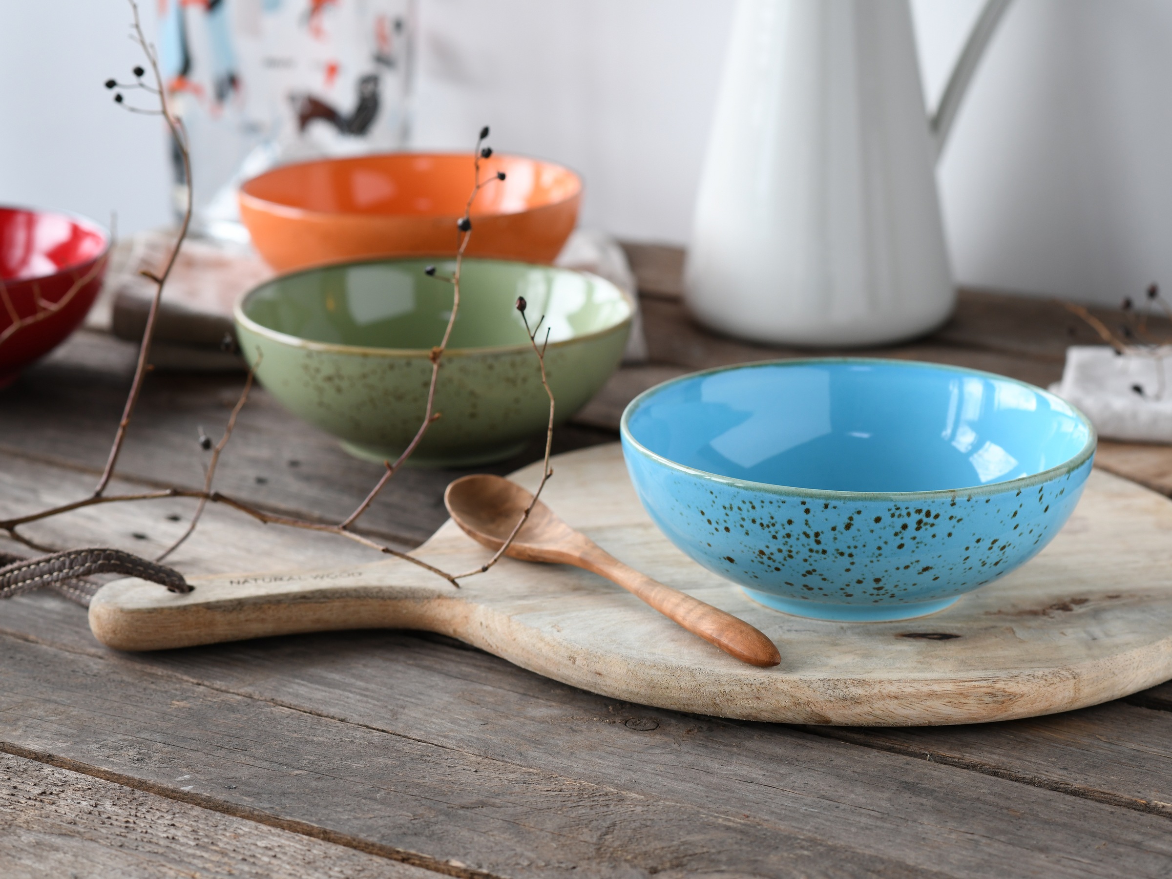 CreaTable Schale »Nature Collection, Bowl Set 12-tlg«, 12 tlg., aus Steinzeug, Handwerklicher Look, Vintage