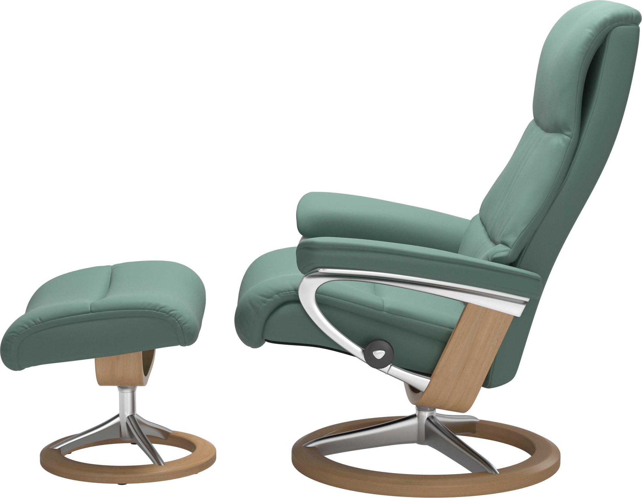 Stressless® Relaxsessel »View«, (Set, Relaxsessel mit Hocker), mit Signature Base, Größe S,Gestell Eiche