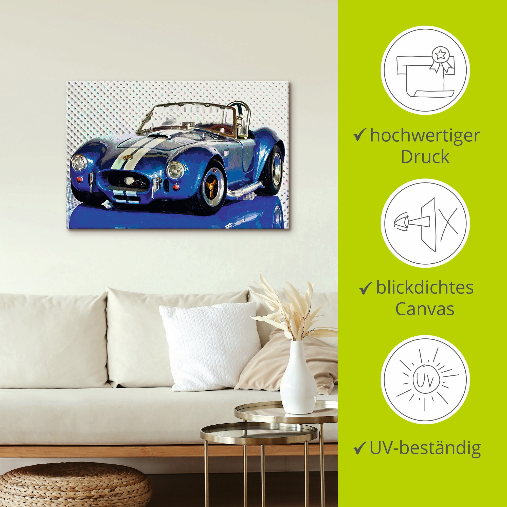 Artland Wandbild »Shelby Cobra blau«, Auto, (1 St.), als Leinwandbild, Poster in verschied. Größen