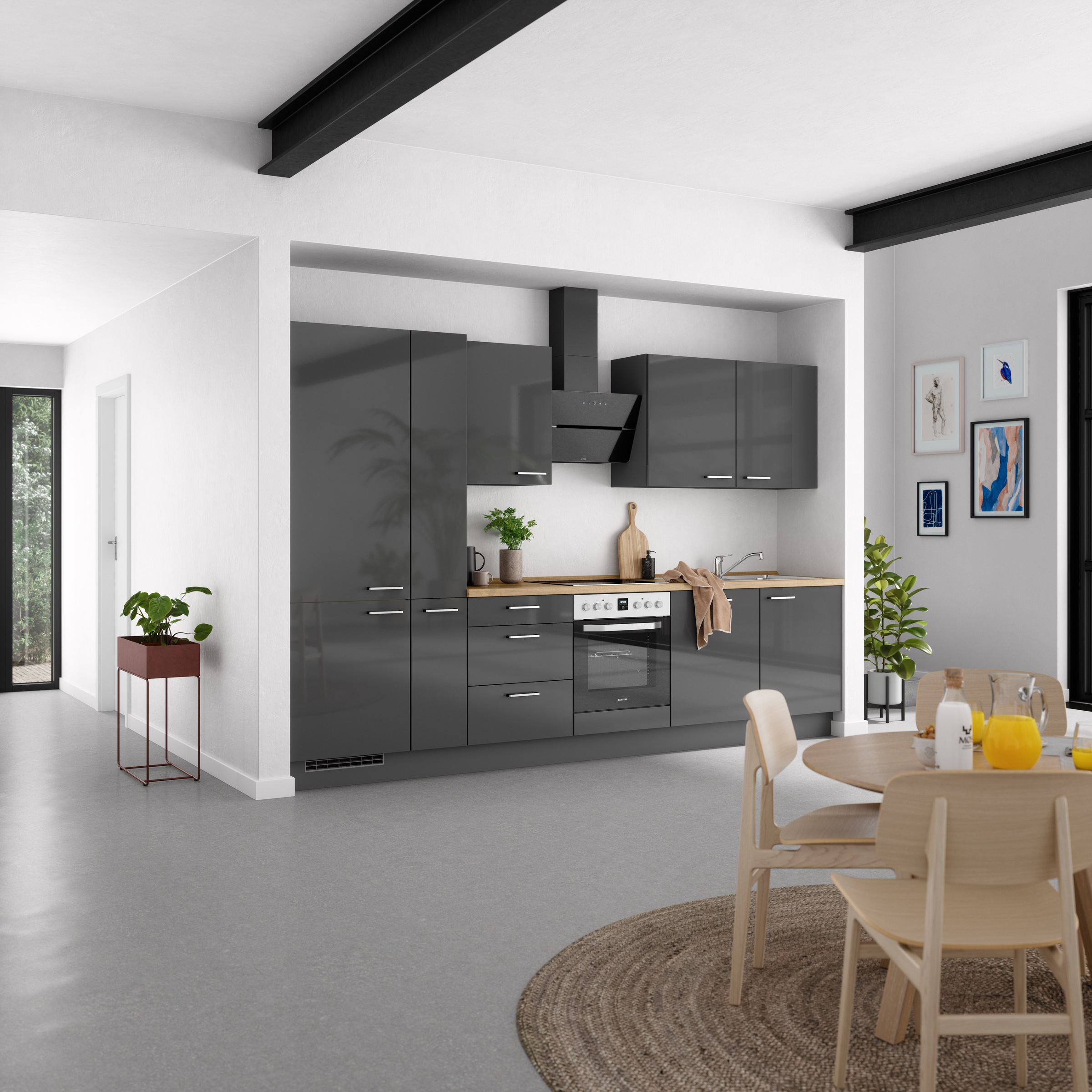 nobilia® Küchenzeile »"Flash II"«, vormontiert, Ausrichtung wählbar, Breite 330 cm, wahlw. mit E-Geräten